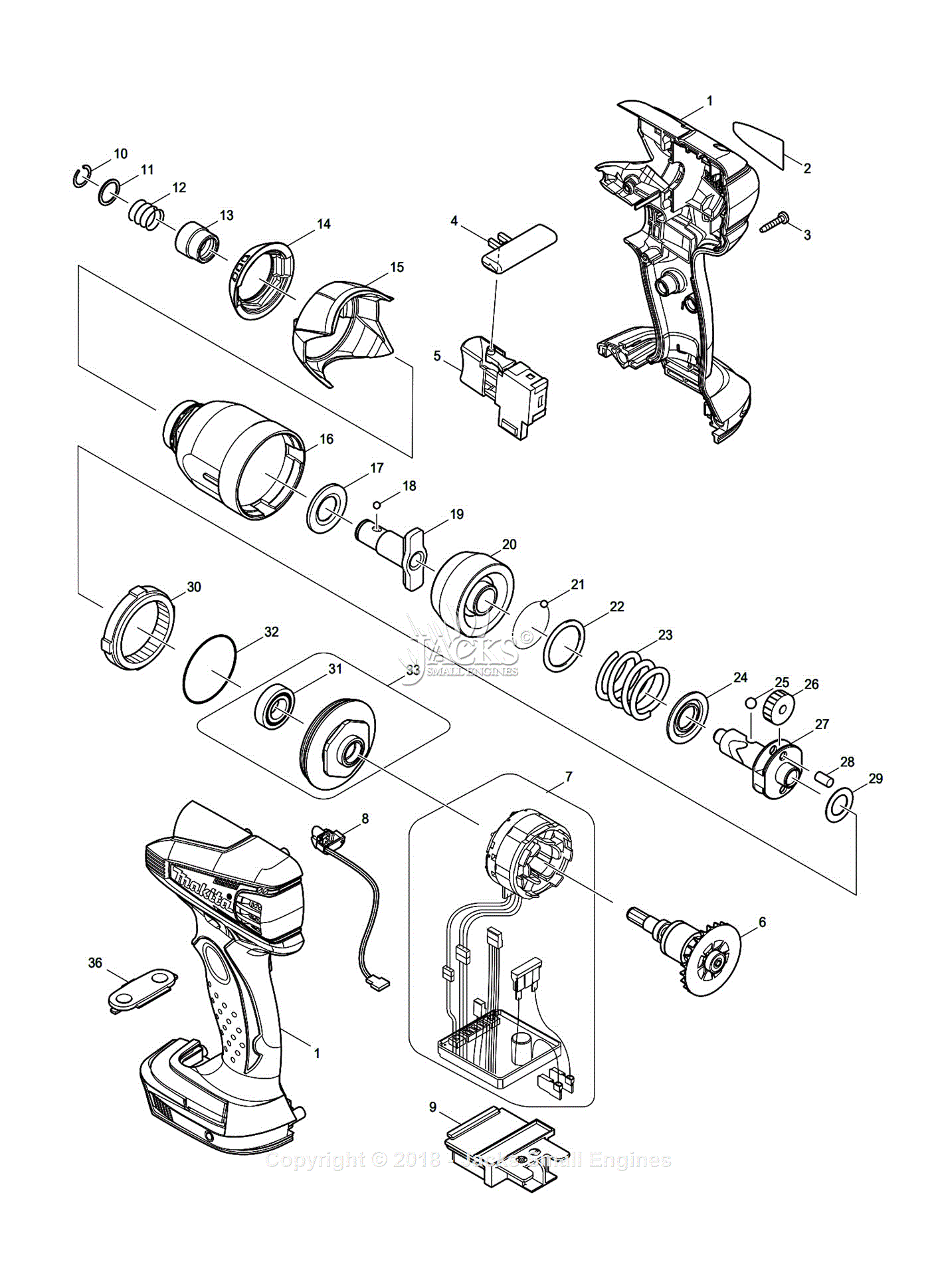 Makita BTD144 Parts Diagram for Assembly 1