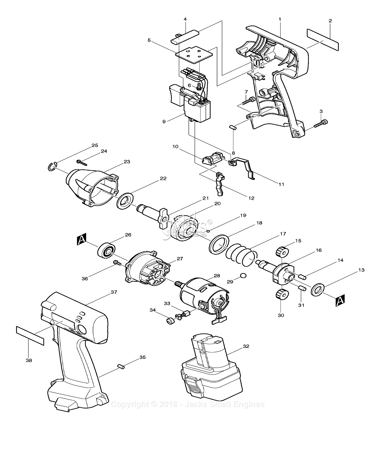 Makita 6909D Parts Diagram for Assembly 1