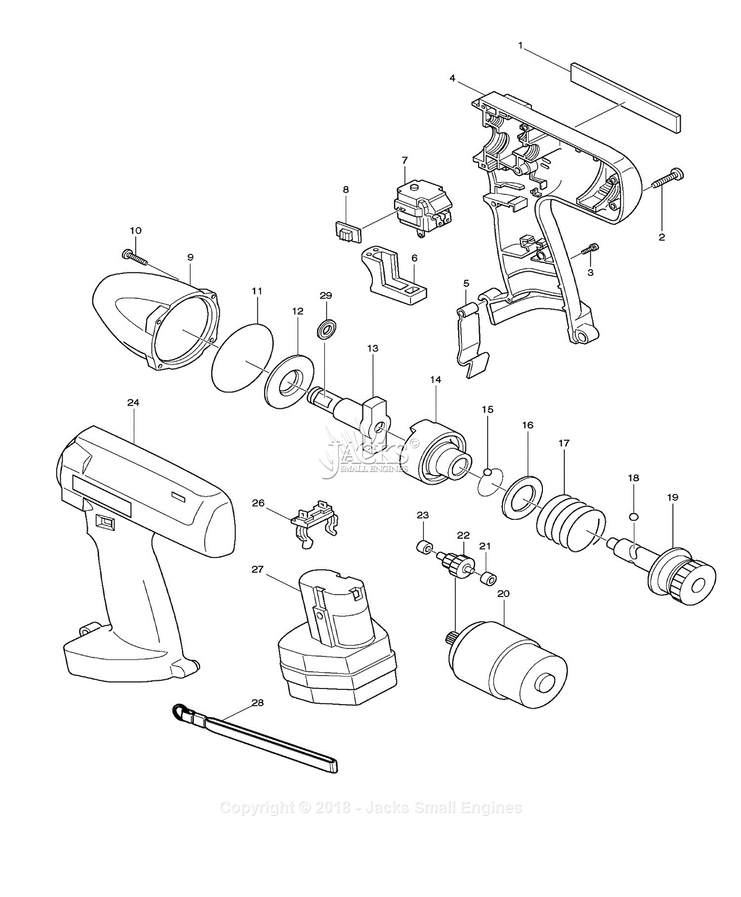 Makita 6911HD Parts Diagram for Assembly 1