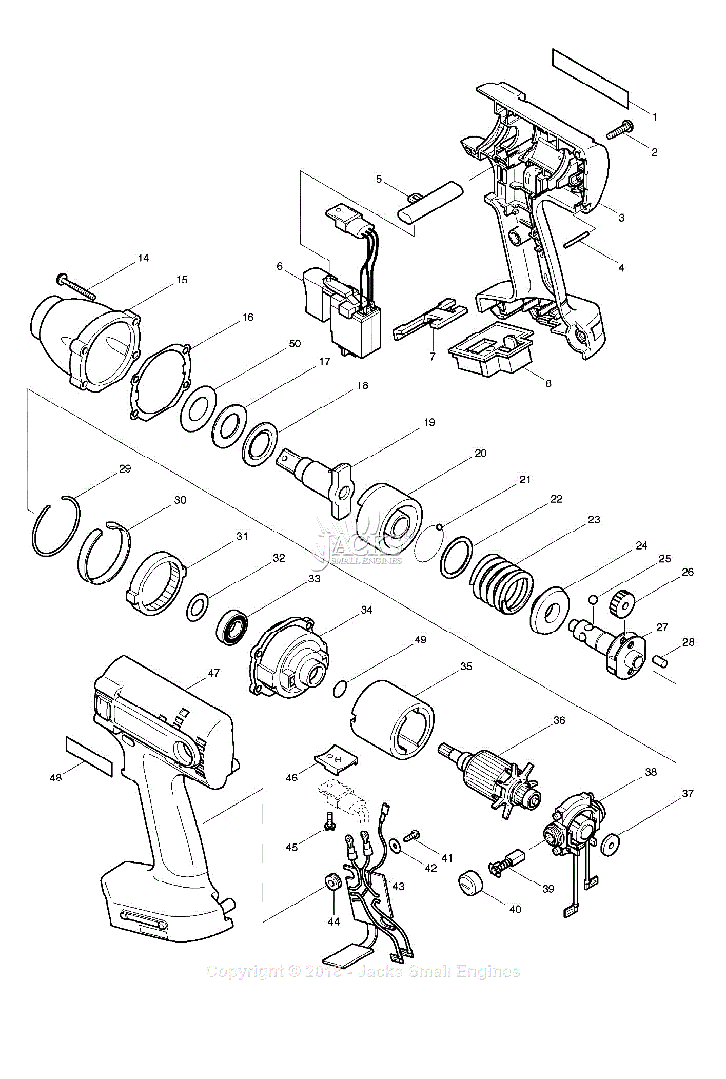 Makita BTW151 Parts Diagram for Assembly 1