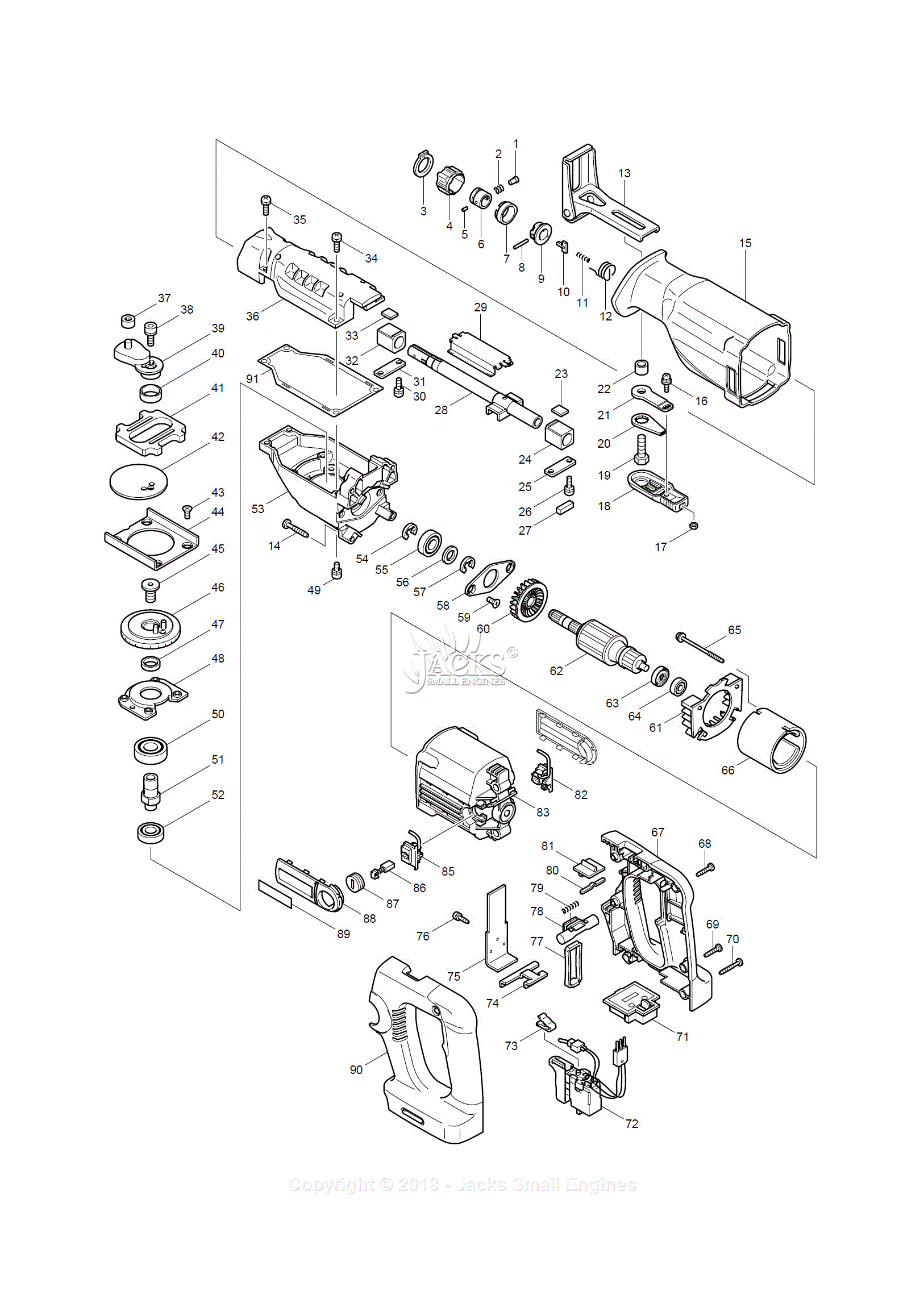 Makita BJR240SHE Parts Diagram for Assembly 1