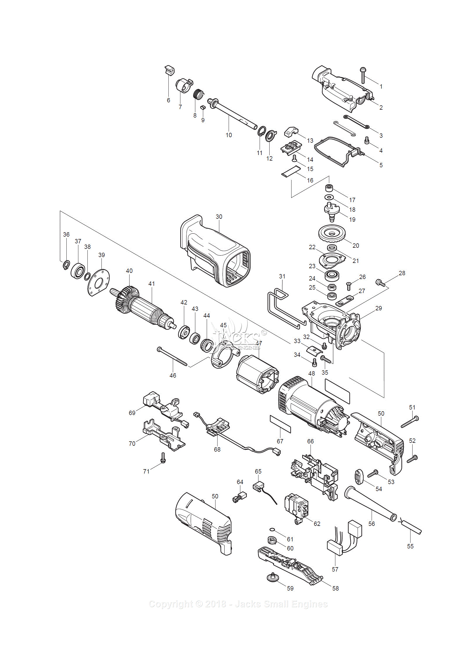 Makita JR1000FTK Parts Diagram for Assembly 1