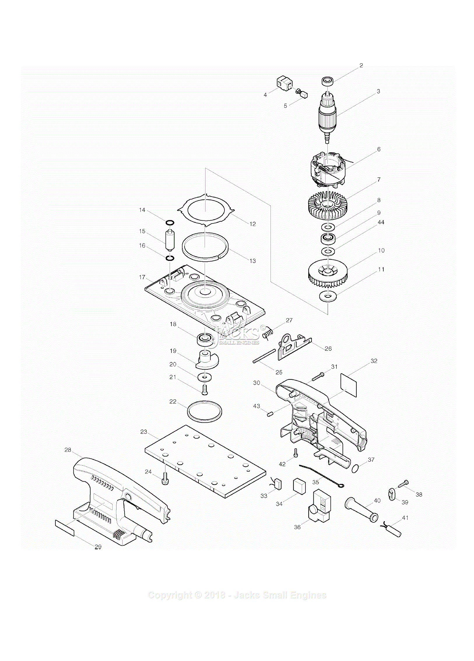 Makita BO3700 Parts Diagram for Assembly 1