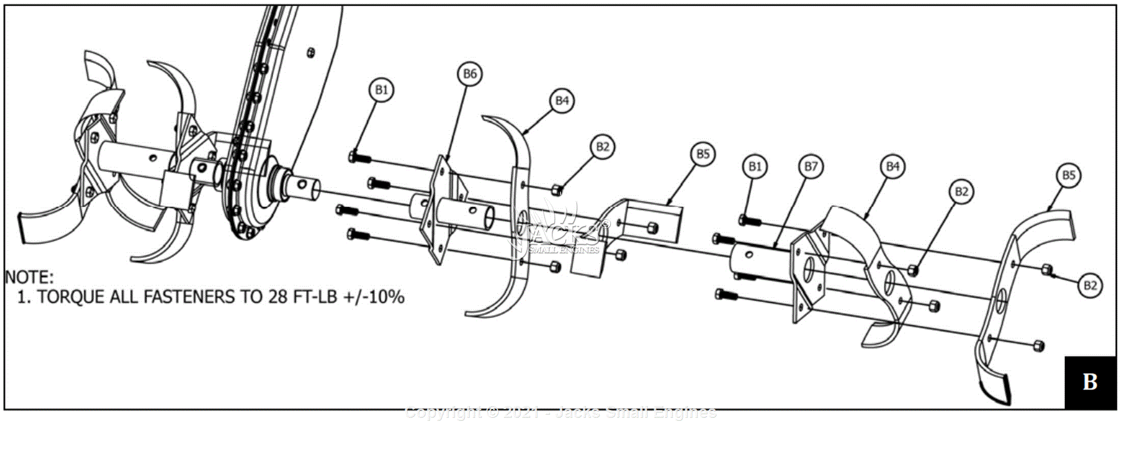 Maxim RMT55HA Parts Diagram for 1 Tine Assembly Breakdown