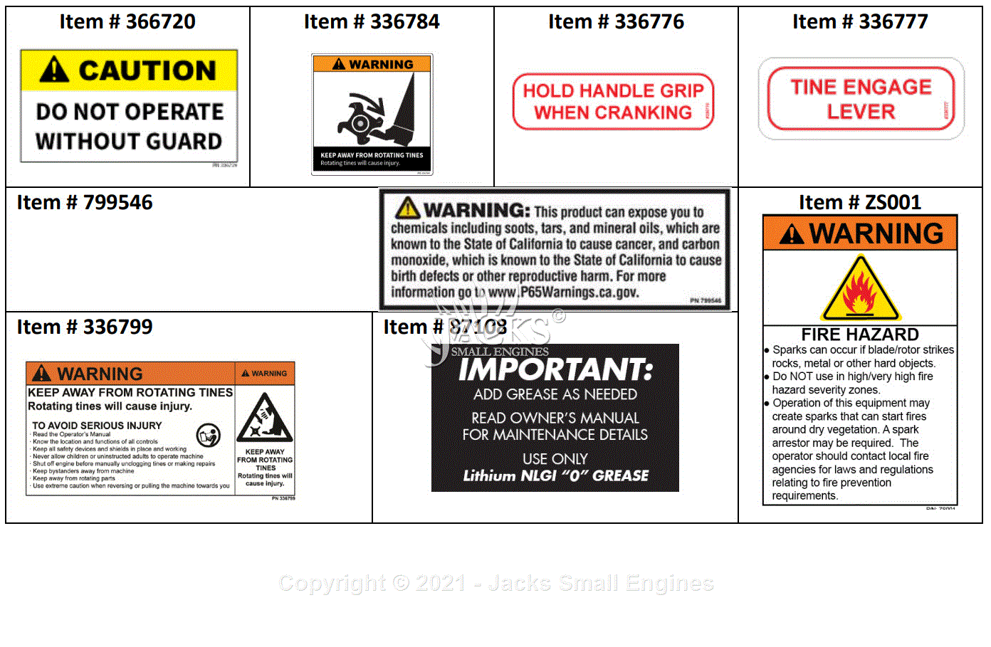 Maxim TP50HB Parts Diagram for Safety Decals