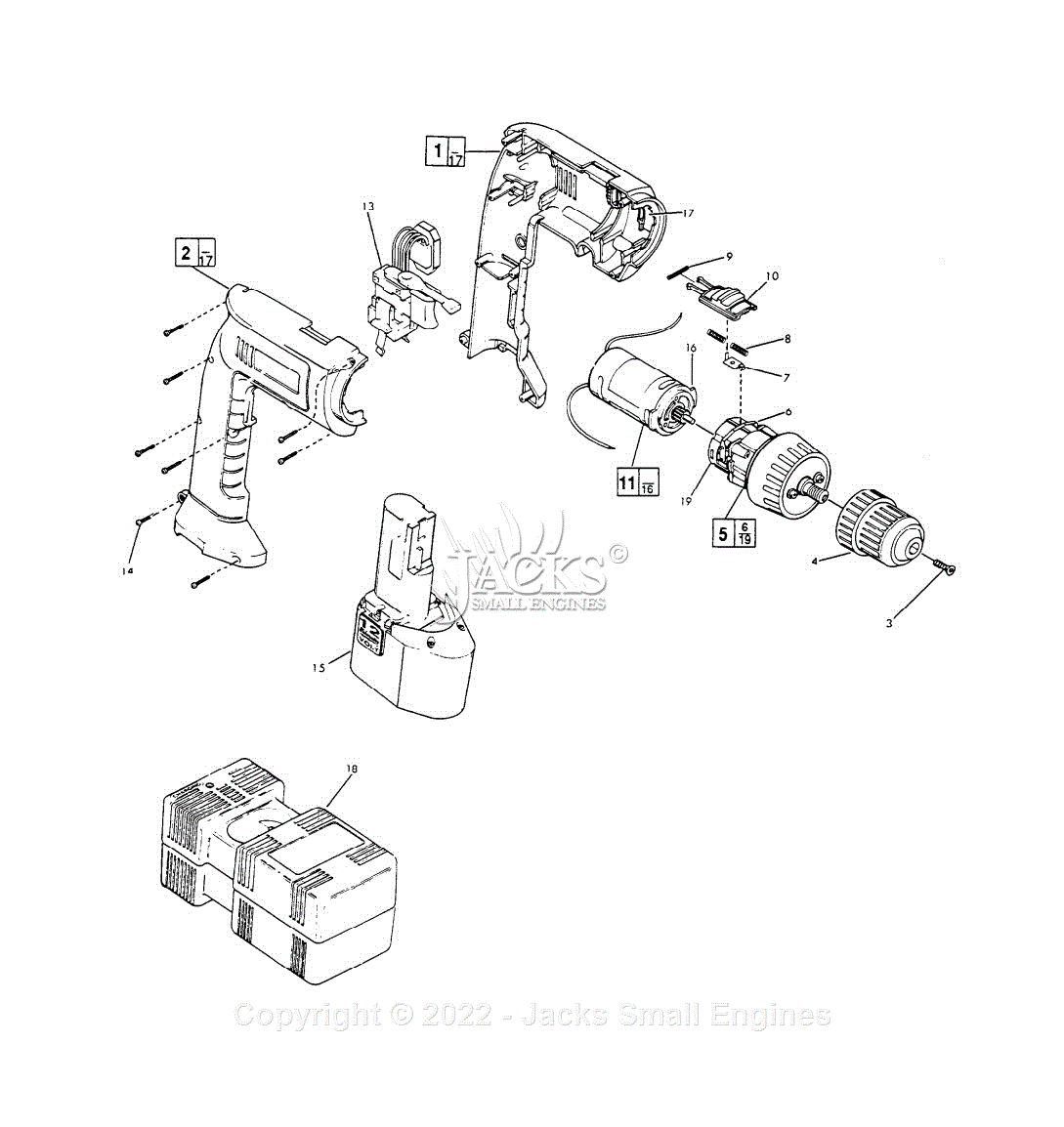 Milwaukee 0401-4 (Serial 784A) Cordless Drill / Driver Parts Parts ...