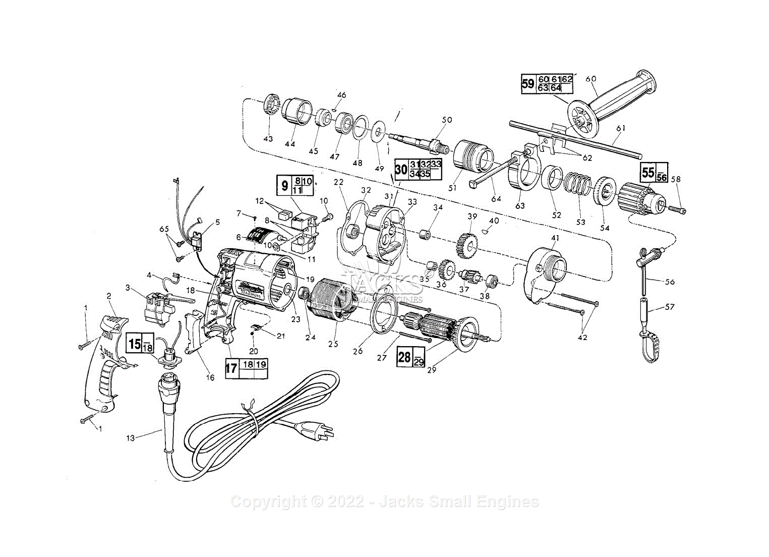 Milwaukee 5374-1 (Serial 715-10500) Milwaukee Electric Drill Parts ...