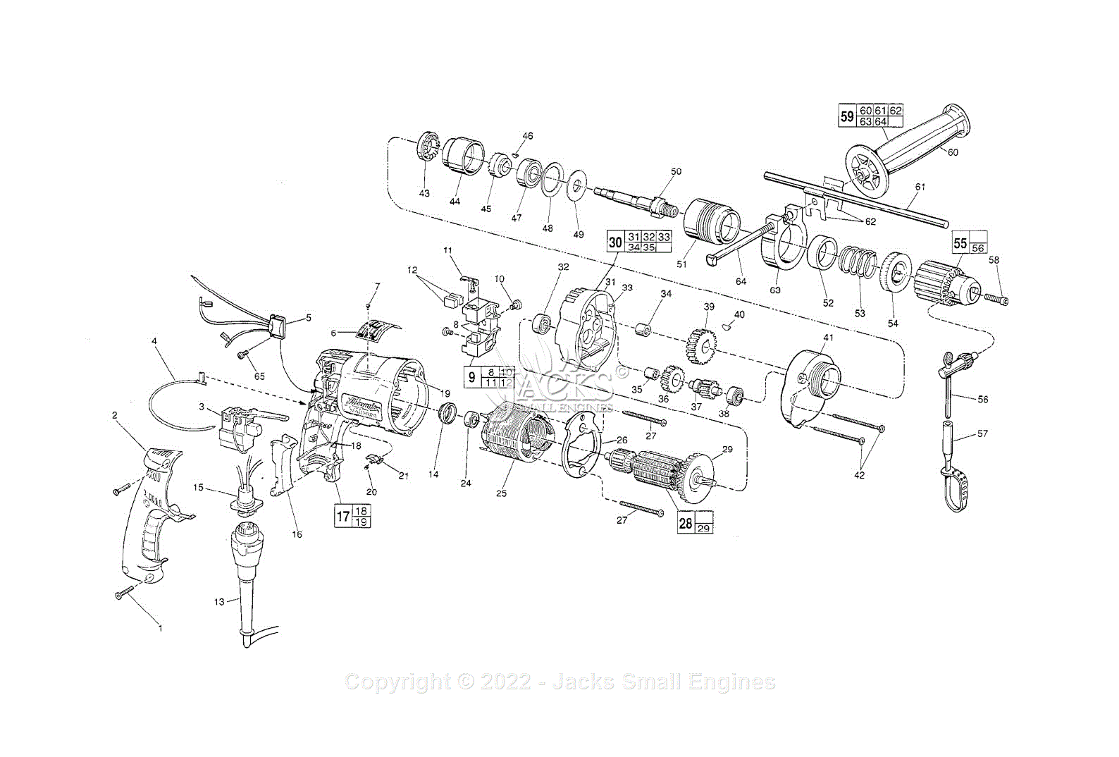 Milwaukee 5374-1 (Serial 715-64332) Milwaukee Electric Drill Parts ...