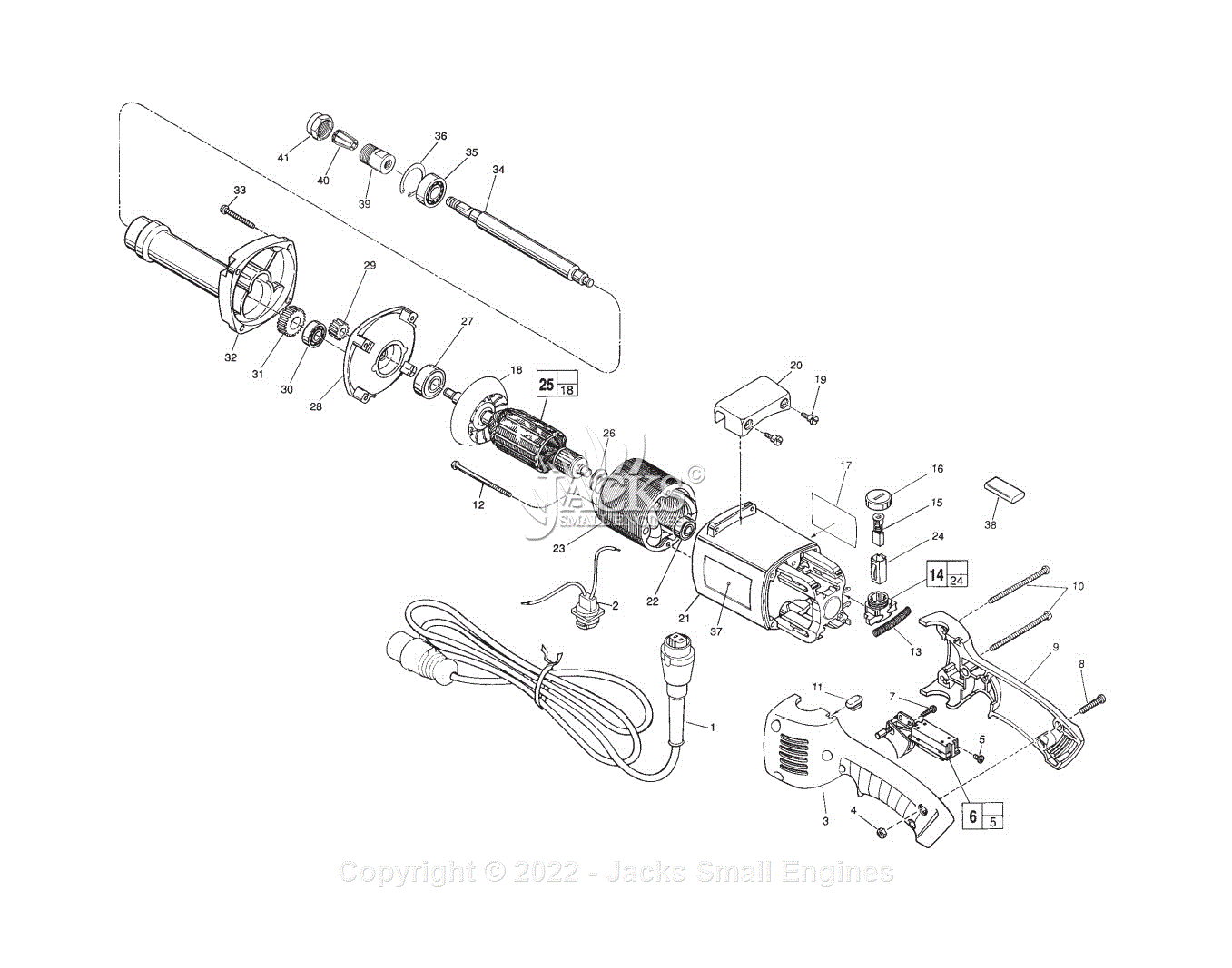 Milwaukee 5196-55 (Serial A40A) Milwaukee Grinder Parts Parts Diagram ...