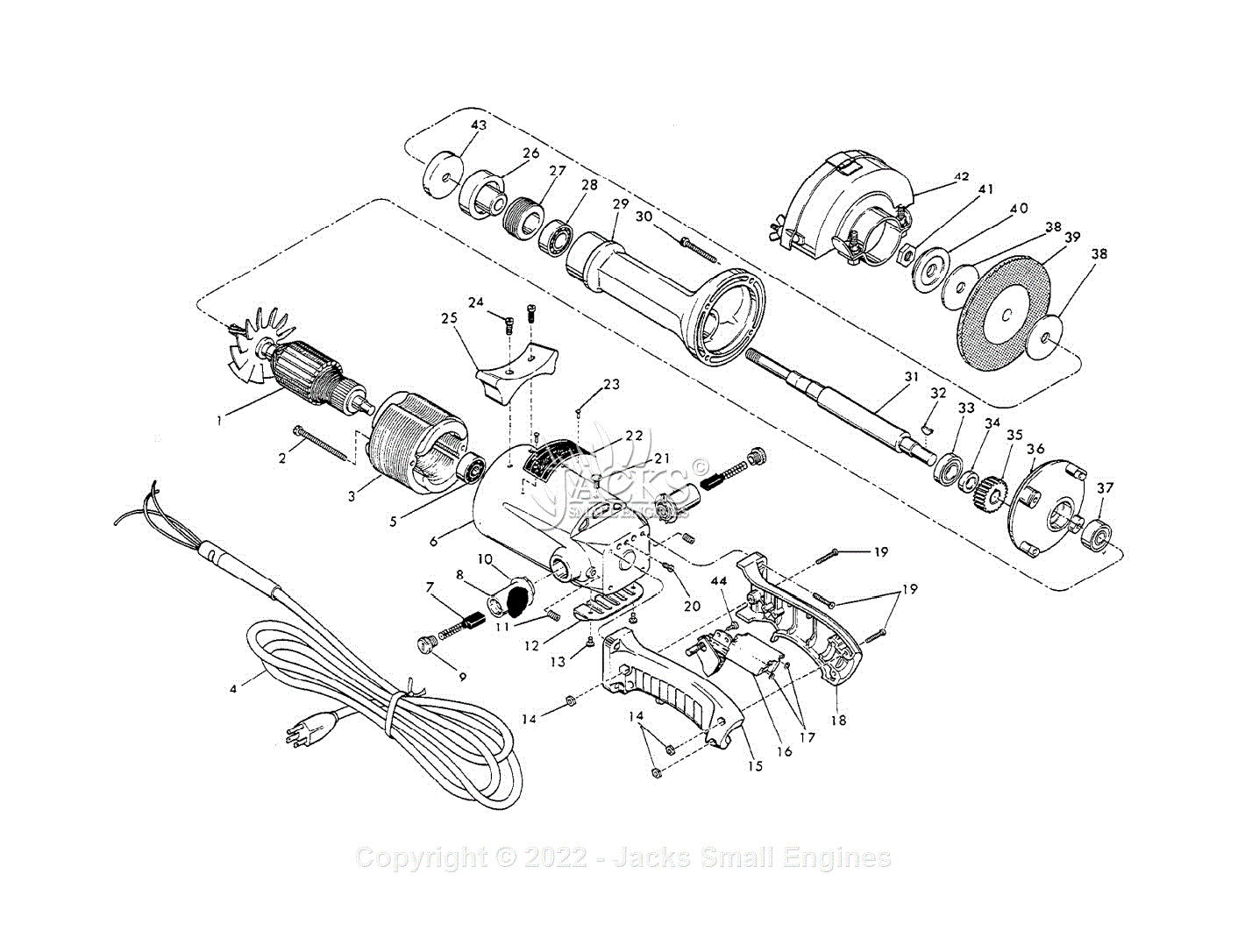 Milwaukee 5260 (Serial 599-1001) Milwaukee Grinder Parts Parts Diagram ...