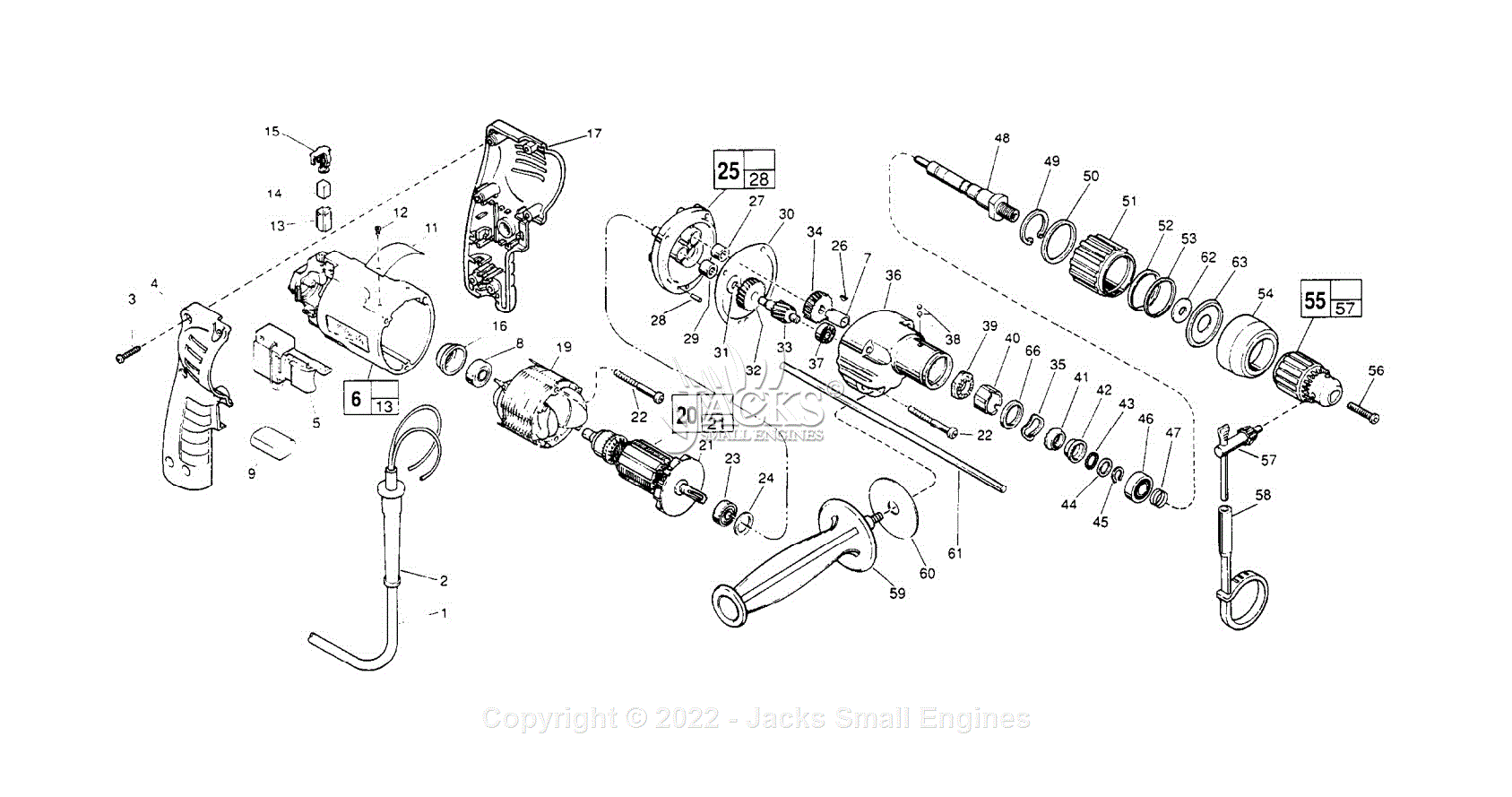 Milwaukee 5392-4 (Serial 665A) Hammer Drill Parts Parts Diagram for 3/8 ...