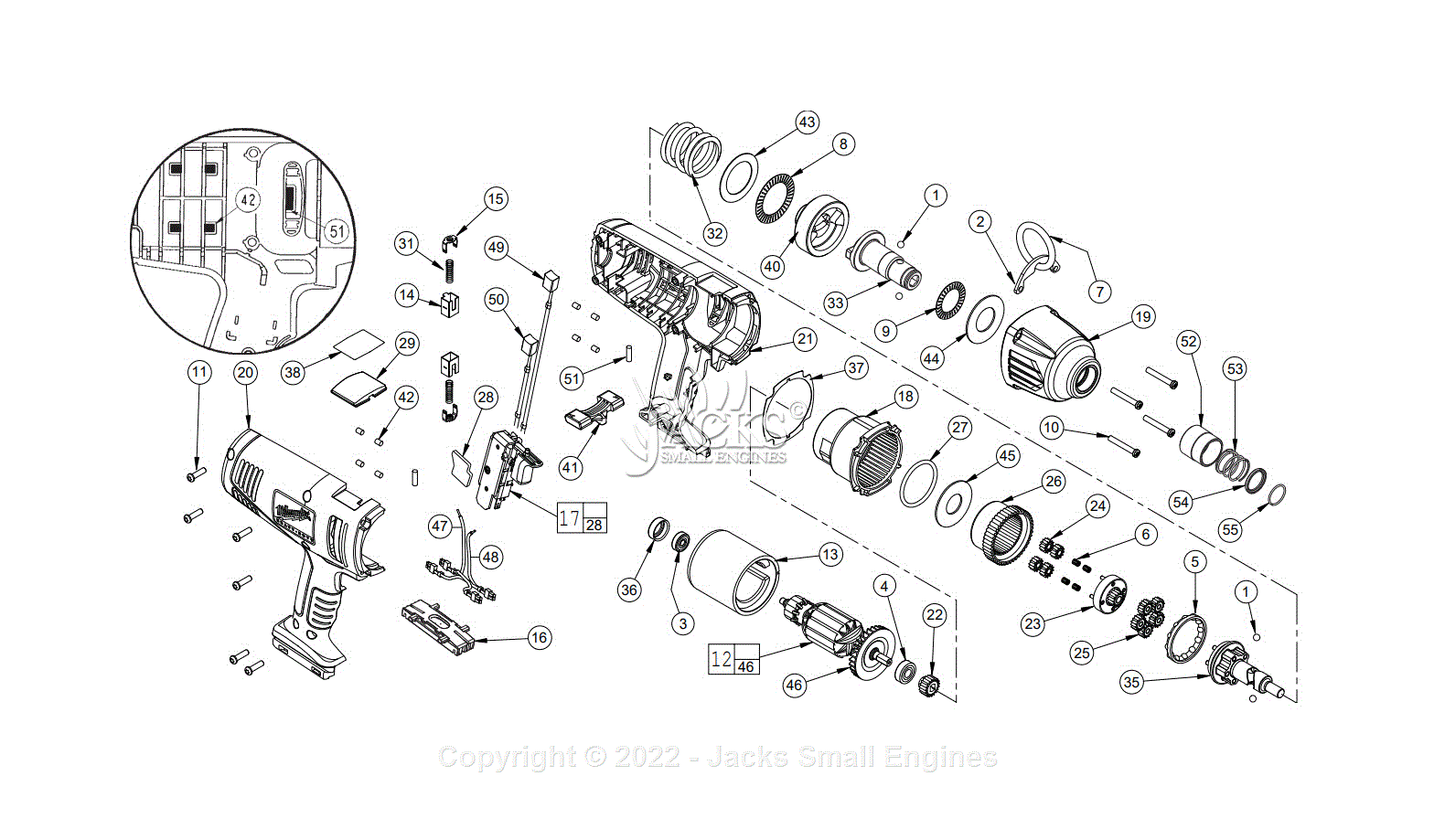 Milwaukee 0799-20 (Serial A97B) Cordless 7/16