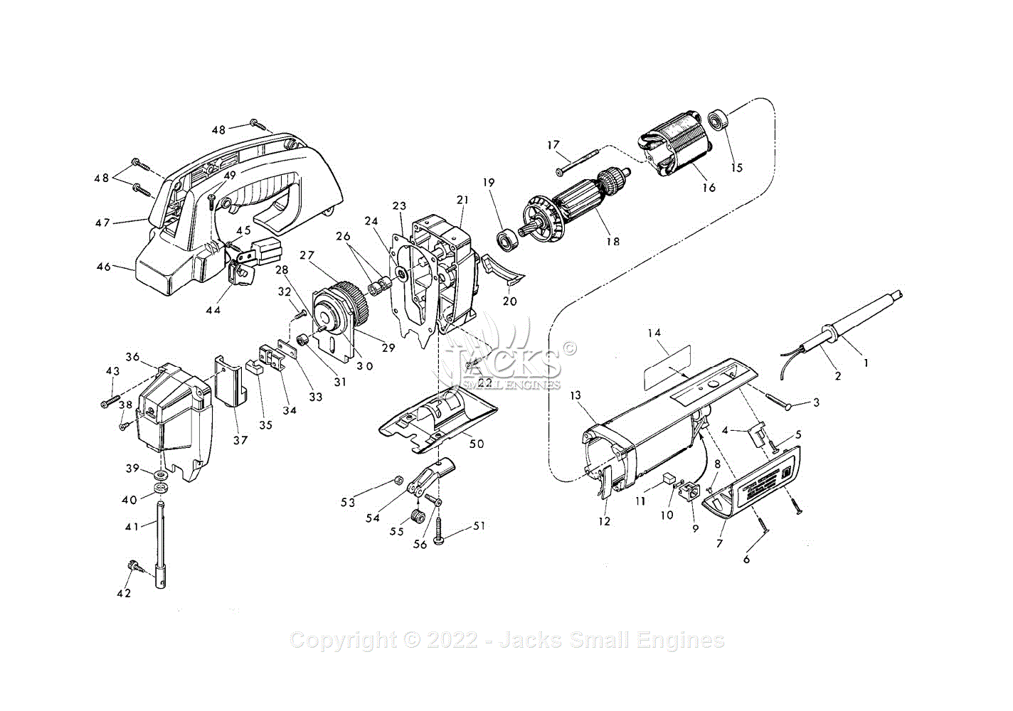 Milwaukee 6255 (Serial 6961001) Variable Speed Jig Saw Parts Parts