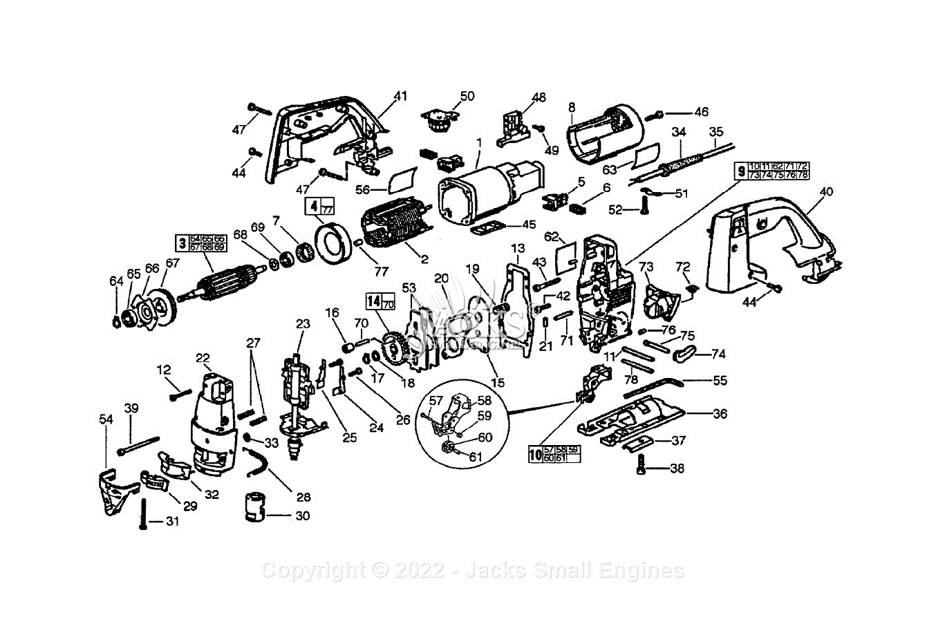 Milwaukee 6266-51 (Serial 857A) Orbital Jig Saw Parts Parts Diagram for ...