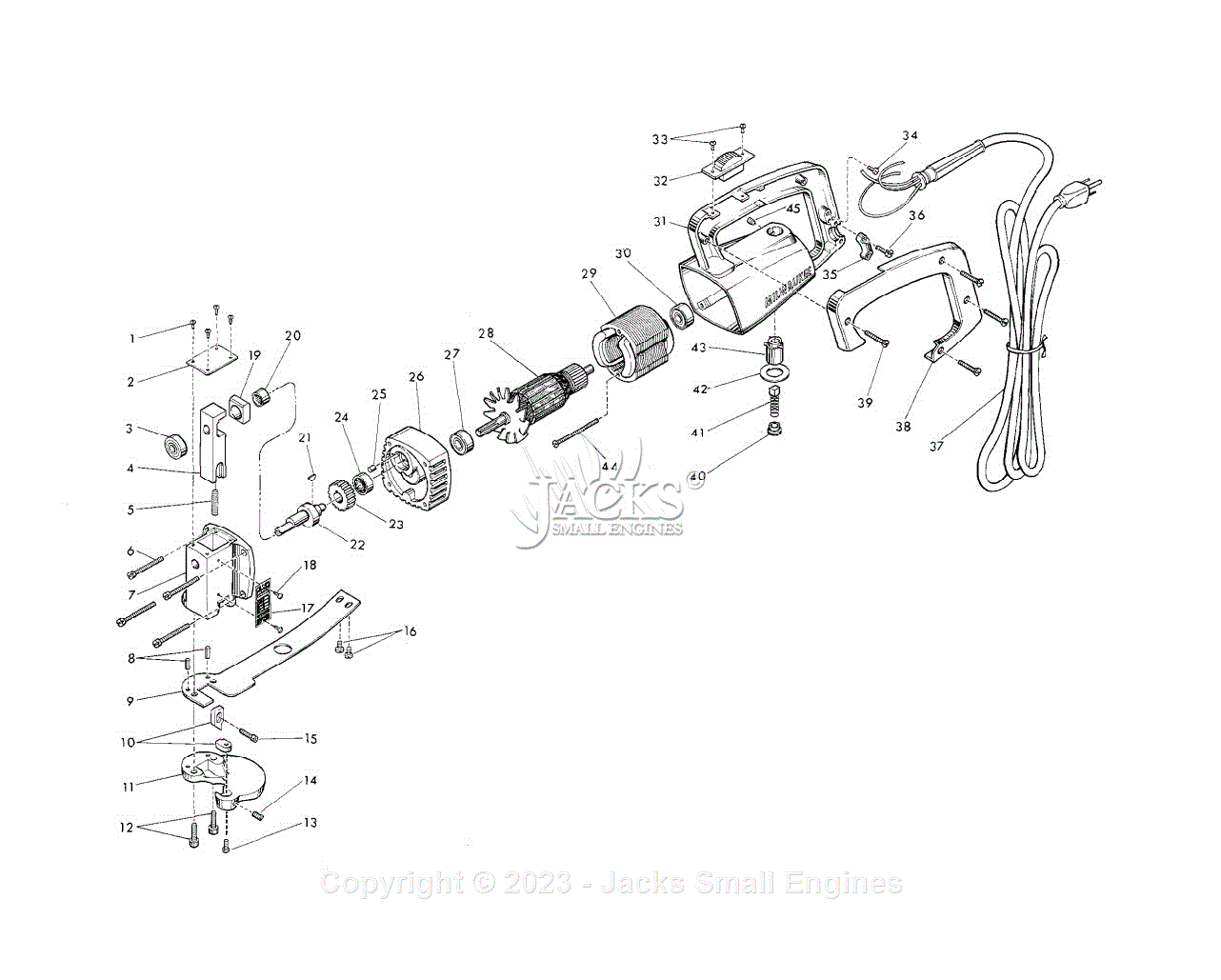 Milwaukee 6800 (Serial 220-1001) Shear Parts Parts Diagram for 16 GAUGE ...