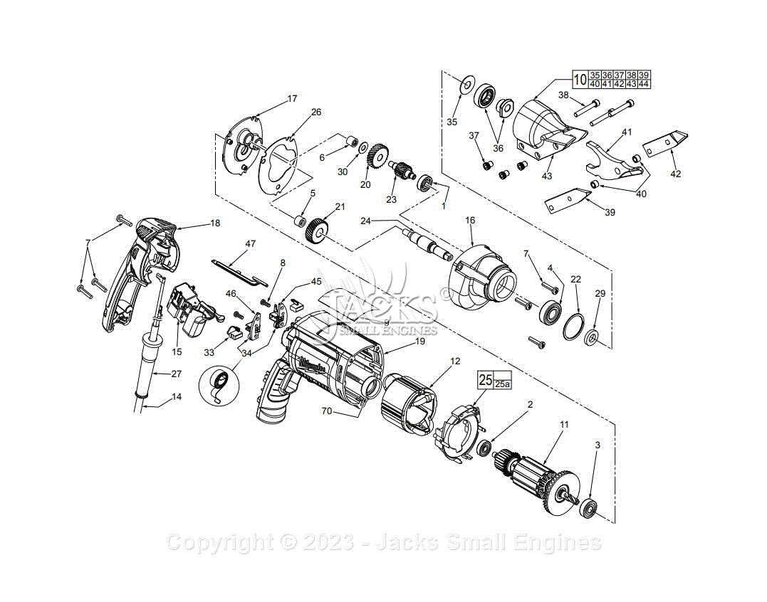 Milwaukee 6852-20 (Serial A80F) 18 Gauge Shear Parts Parts Diagram for ...