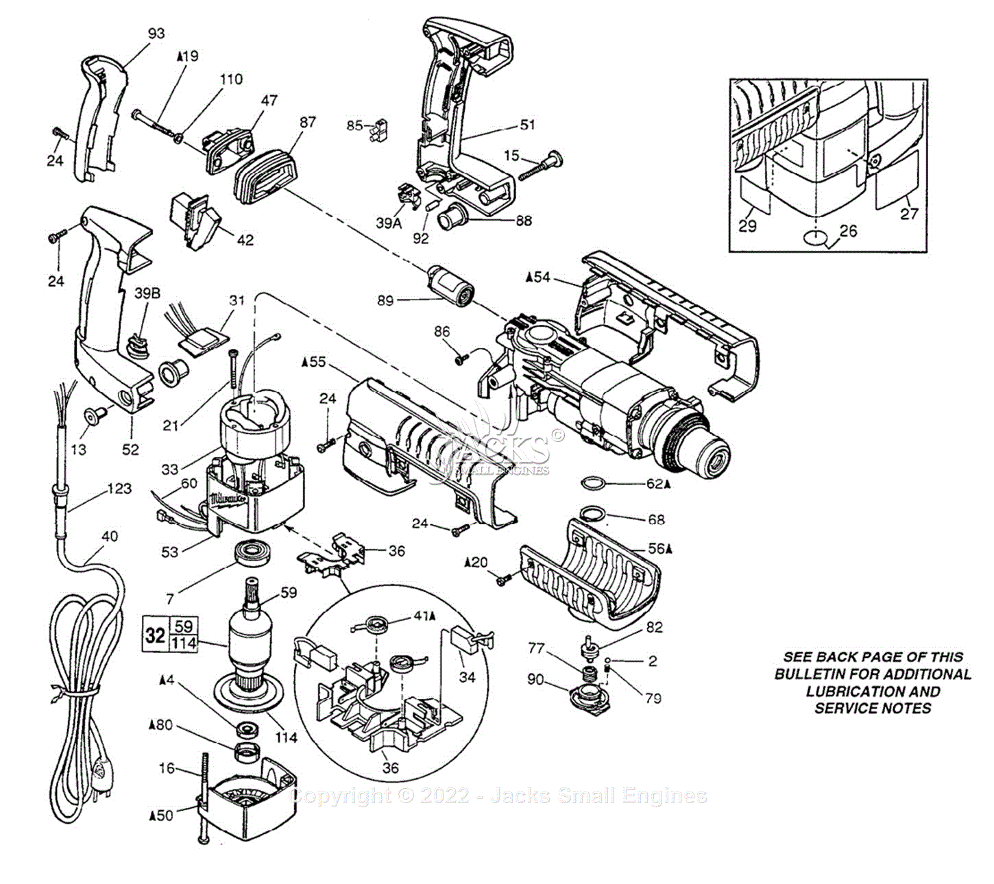 Milwaukee 5308 21 Serial 926a Milwaukee Rotary Hammer Parts Parts Diagram For Parts List 1 