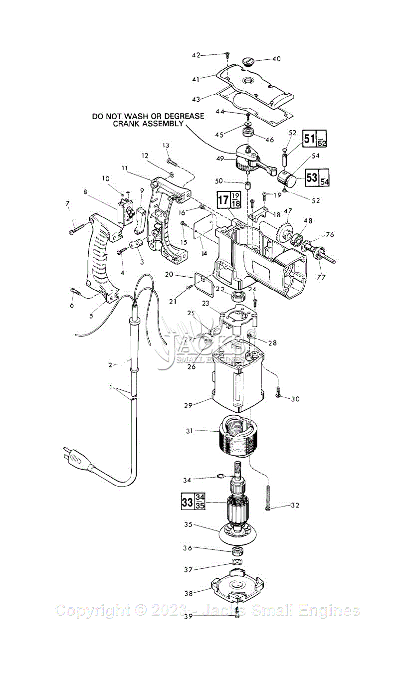 Milwaukee 5341 (Serial 776-1001) Rotary Hammer Parts Parts Diagram for ...