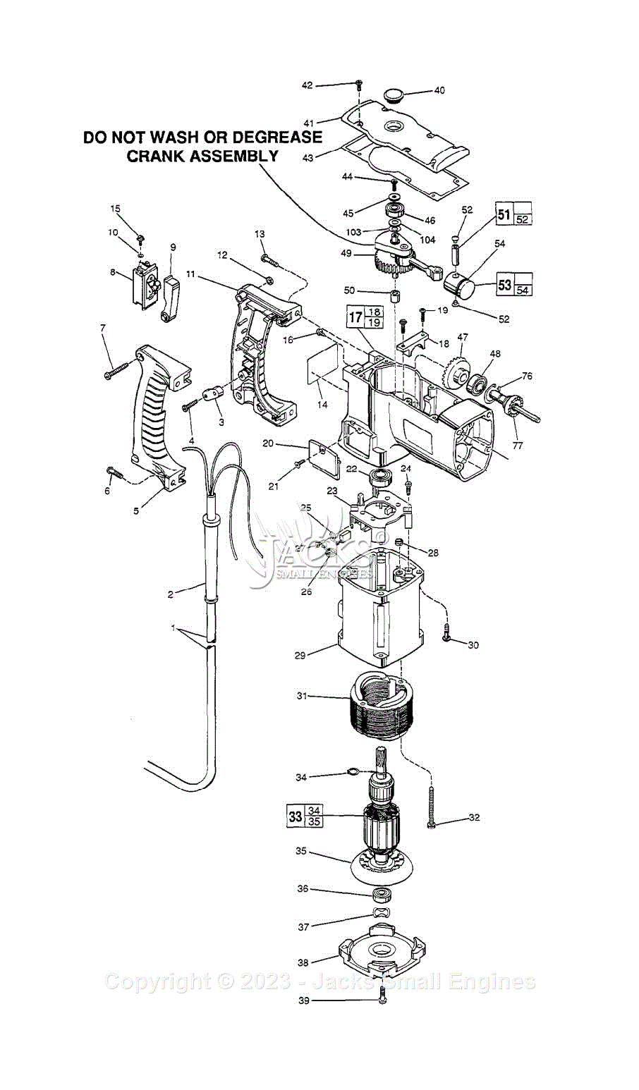 Milwaukee 5341 (Serial 776A) Rotary Hammer Parts Parts Diagram for 1-1/ ...