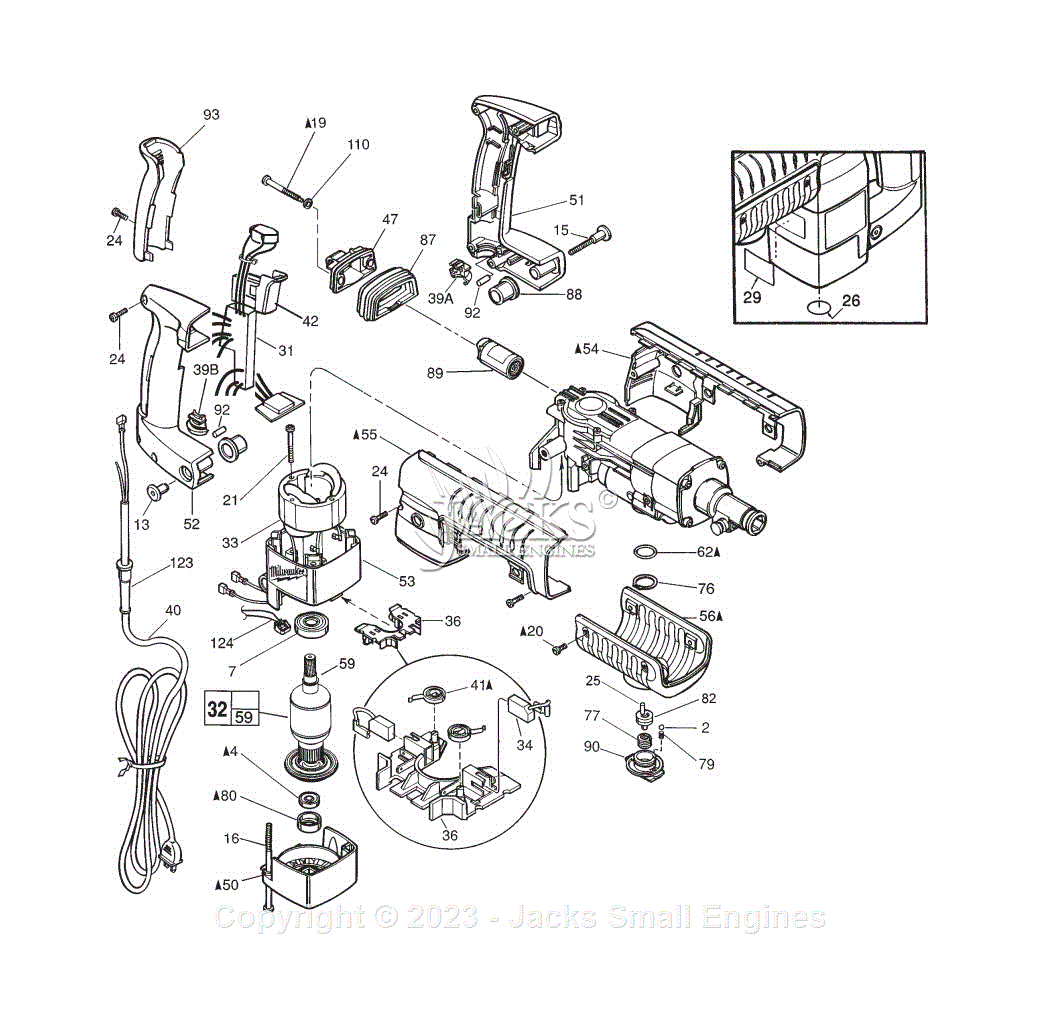 Milwaukee 5345-21 (Serial 188B) Rotary Hammer Parts Parts Diagram for 1 ...