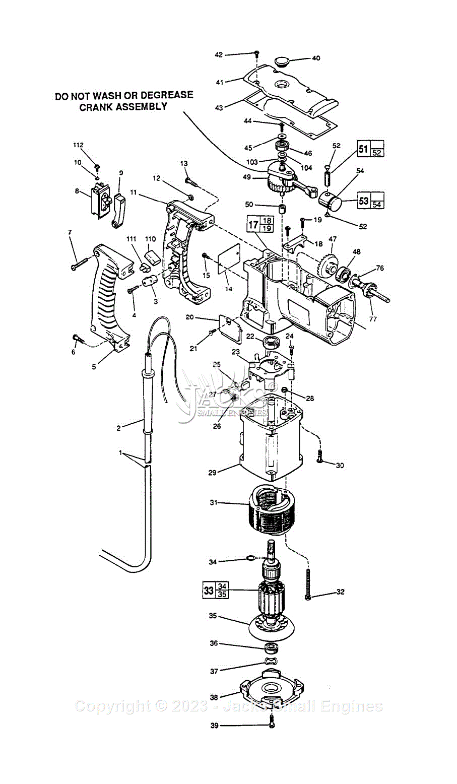 Milwaukee 5345-4 (serial 688a) Rotary Hammer Parts Parts Diagram For 1 