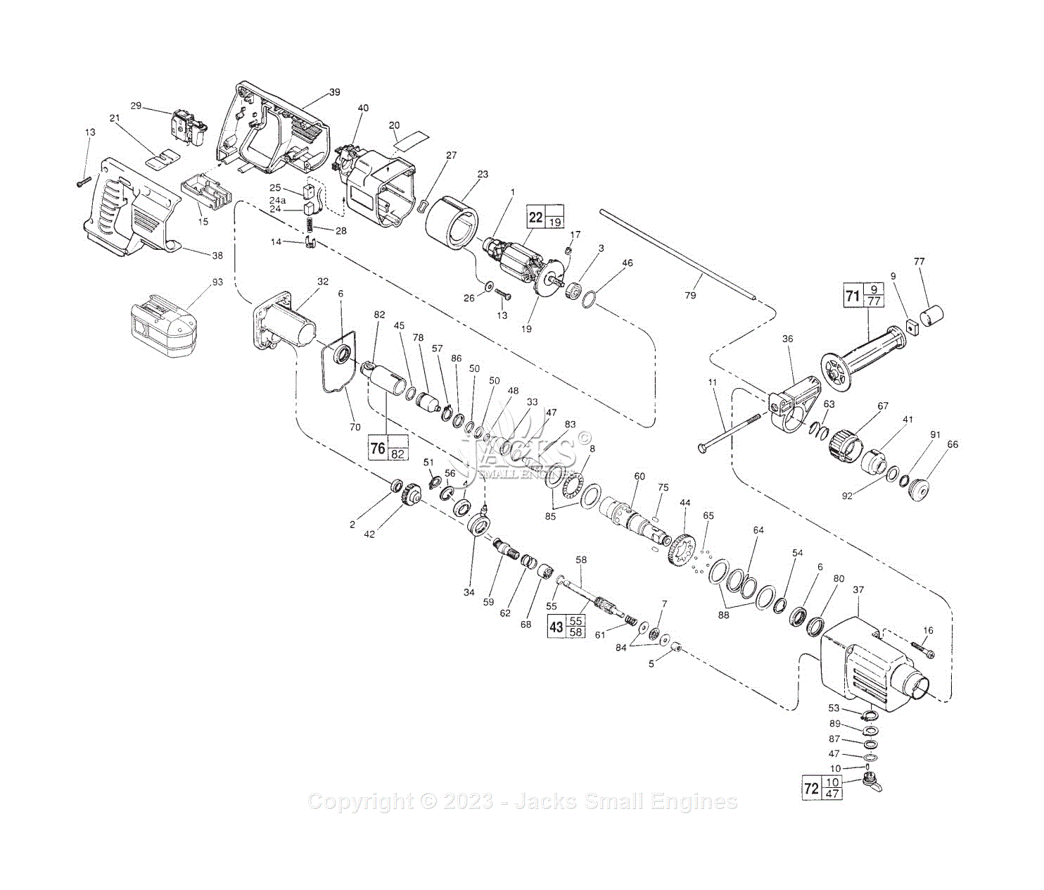 Milwaukee 5361-20 (serial 973a) Rotary Hammer Parts Parts Diagram For 3 