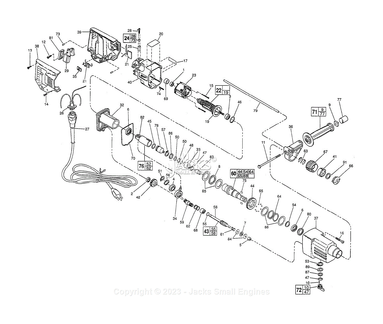 Milwaukee 5368-1 (Serial 793C) Rotary Hammer Parts Parts Diagram for 3/ ...