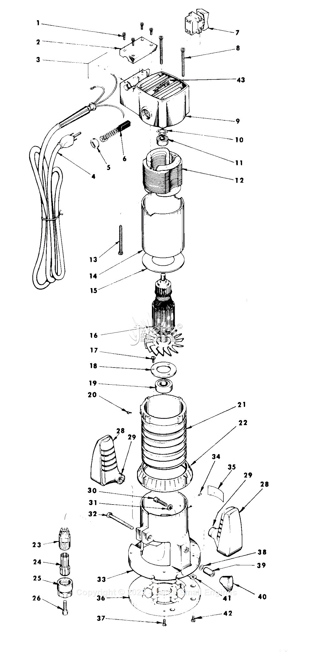 Milwaukee 5660 (Serial 452-1001) Milwaukee Router Parts Parts Diagram ...