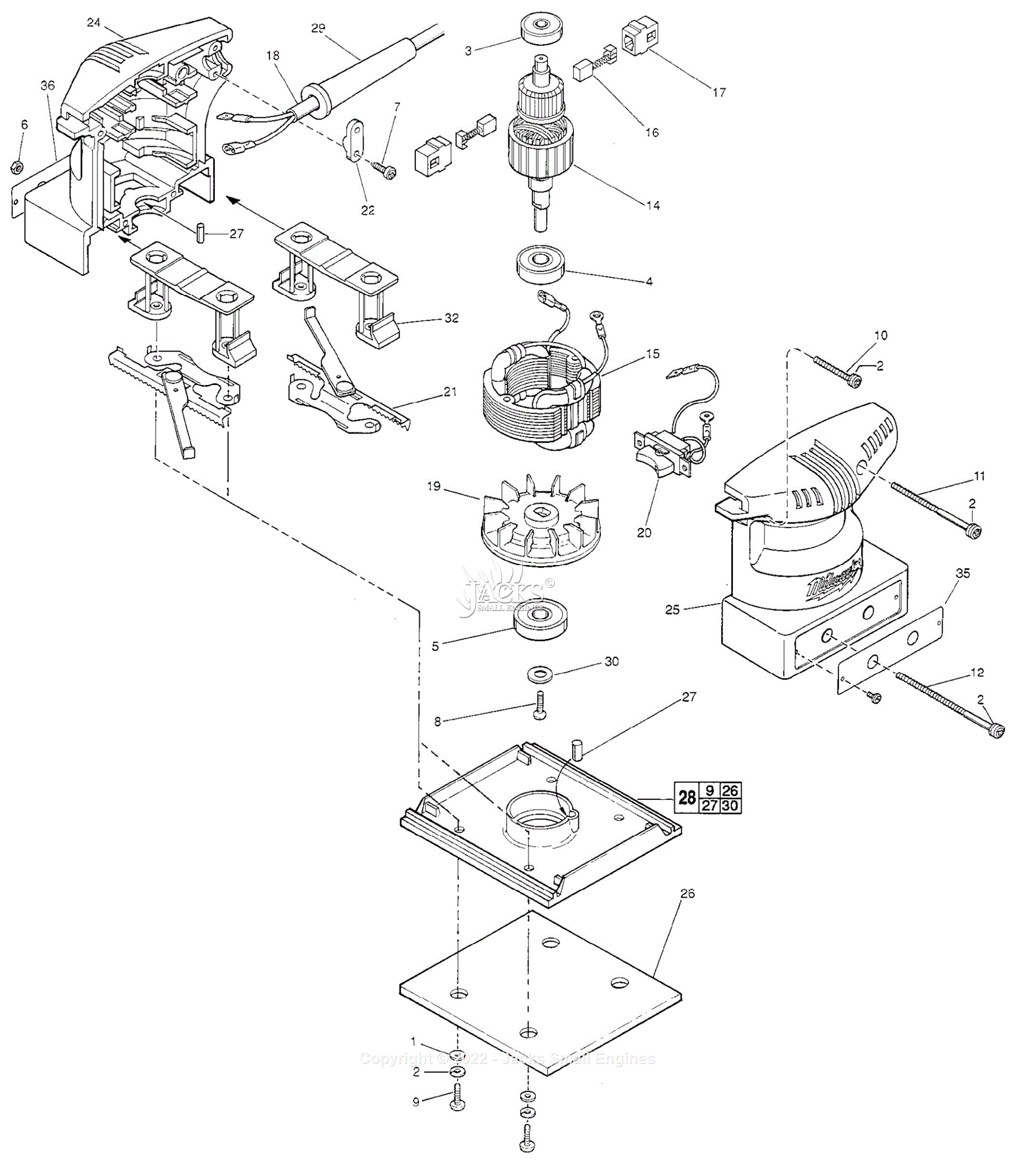 Milwaukee 6016 (Serial 757257800) Milwaukee Sander Parts Parts Diagram