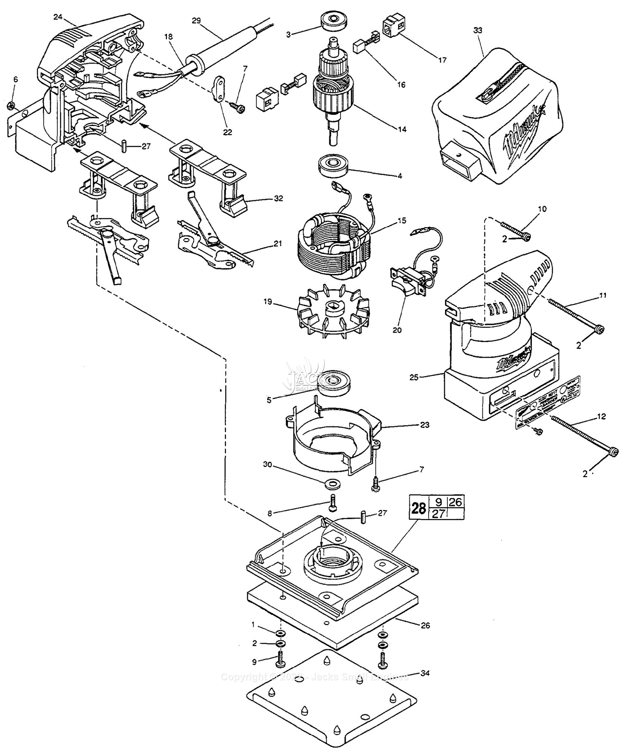 Milwaukee 6017 (Serial 781-1001) Milwaukee Sander Parts Parts Diagram ...