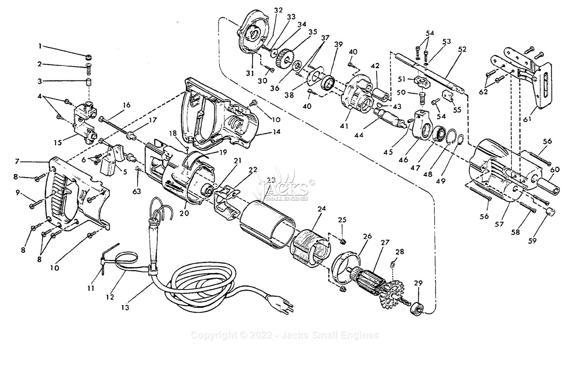 Milwaukee 6506 (Serial 541-1001) Milwaukee Sawzall Parts Parts Diagram ...