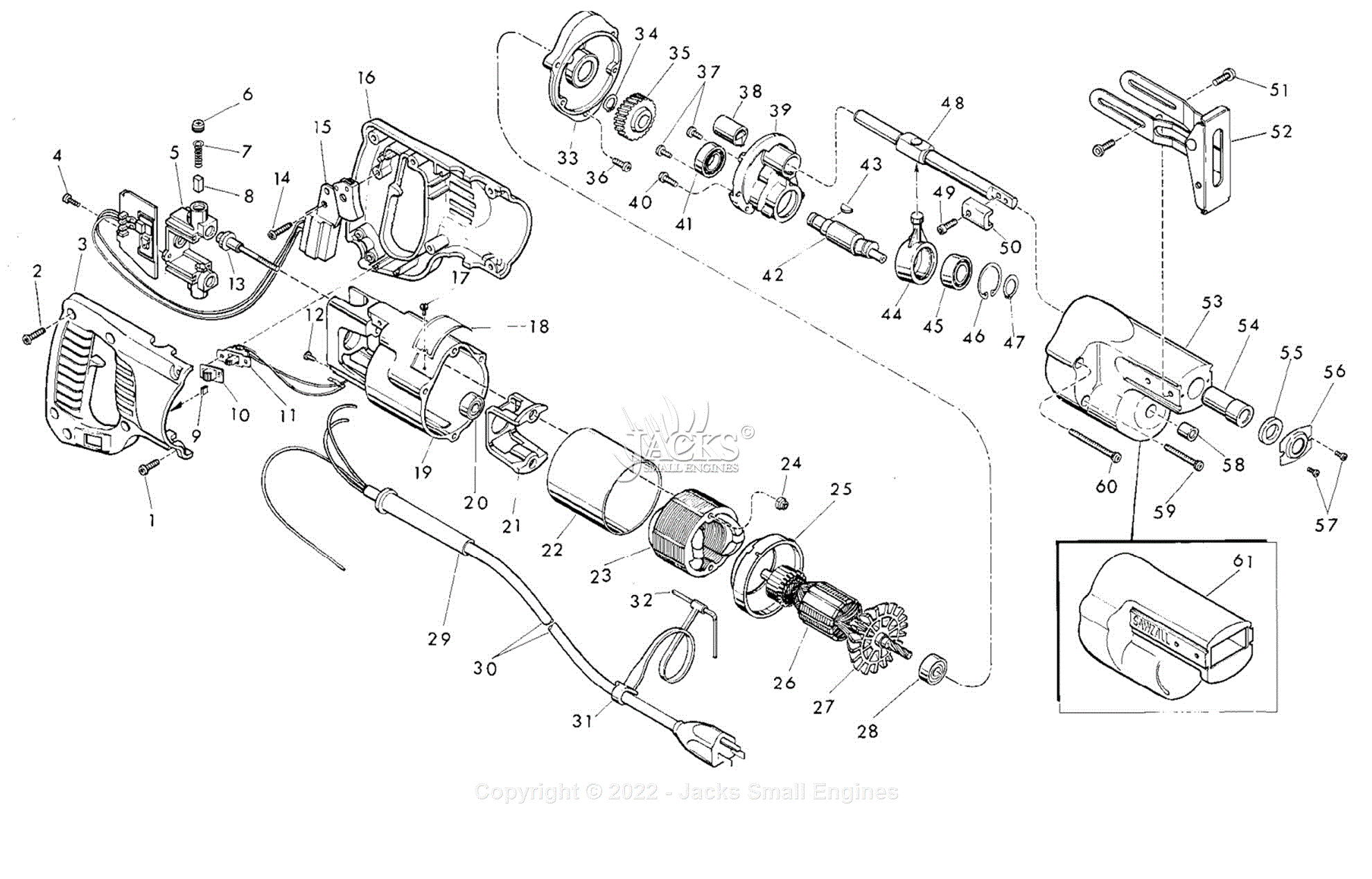 Milwaukee 6508 (Serial 748-1001) Milwaukee Sawzall Parts Parts Diagram ...