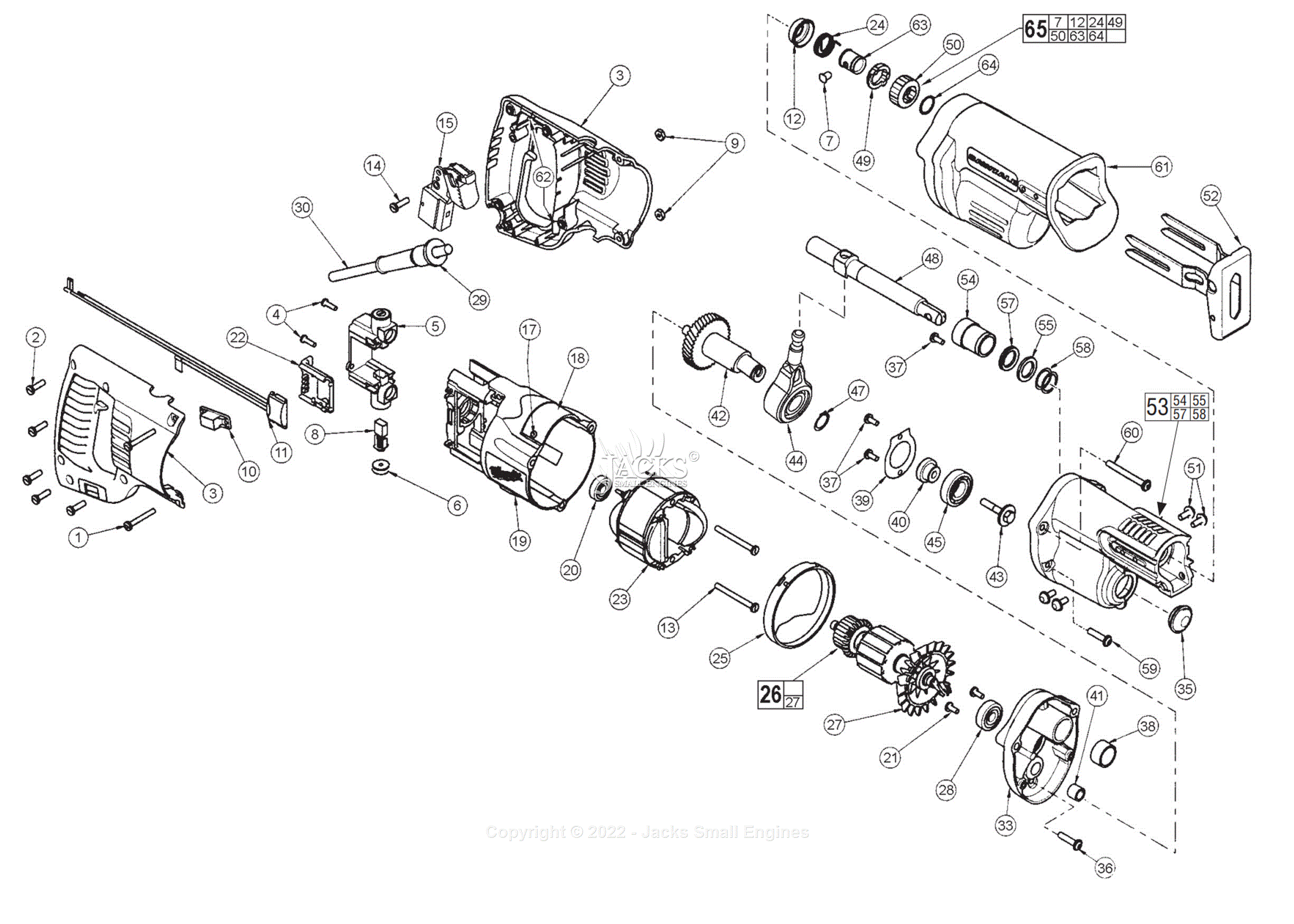 Milwaukee 6509 22 Serial A17D Milwaukee Sawzall Parts Parts