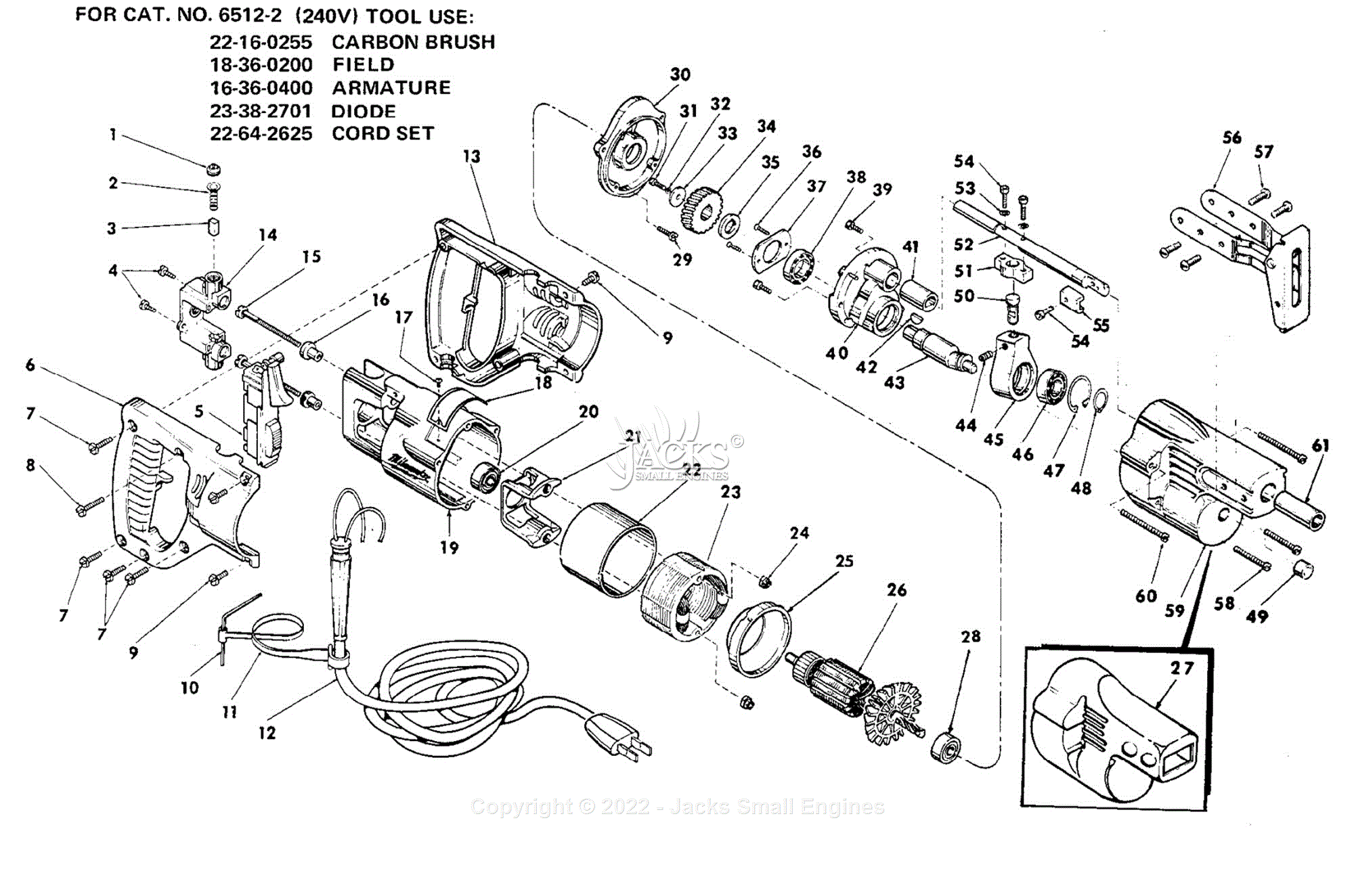 Milwaukee 6512 (Serial 483-25000) Milwaukee Saw Parts Parts Diagram for ...