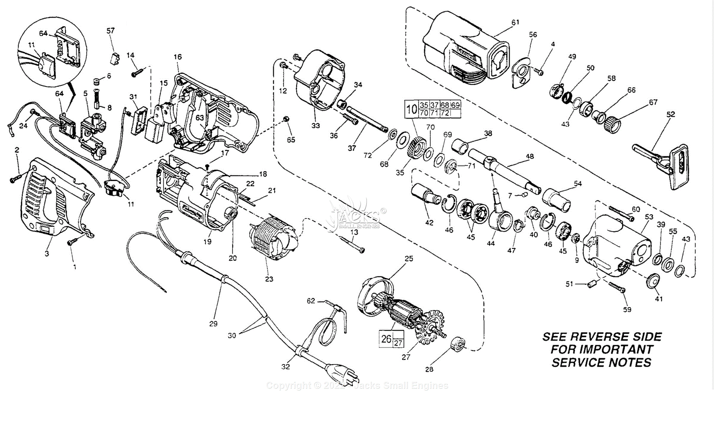 Milwaukee 6518 (Serial 859F) Milwaukee Sawzall Parts Parts Diagram for ...