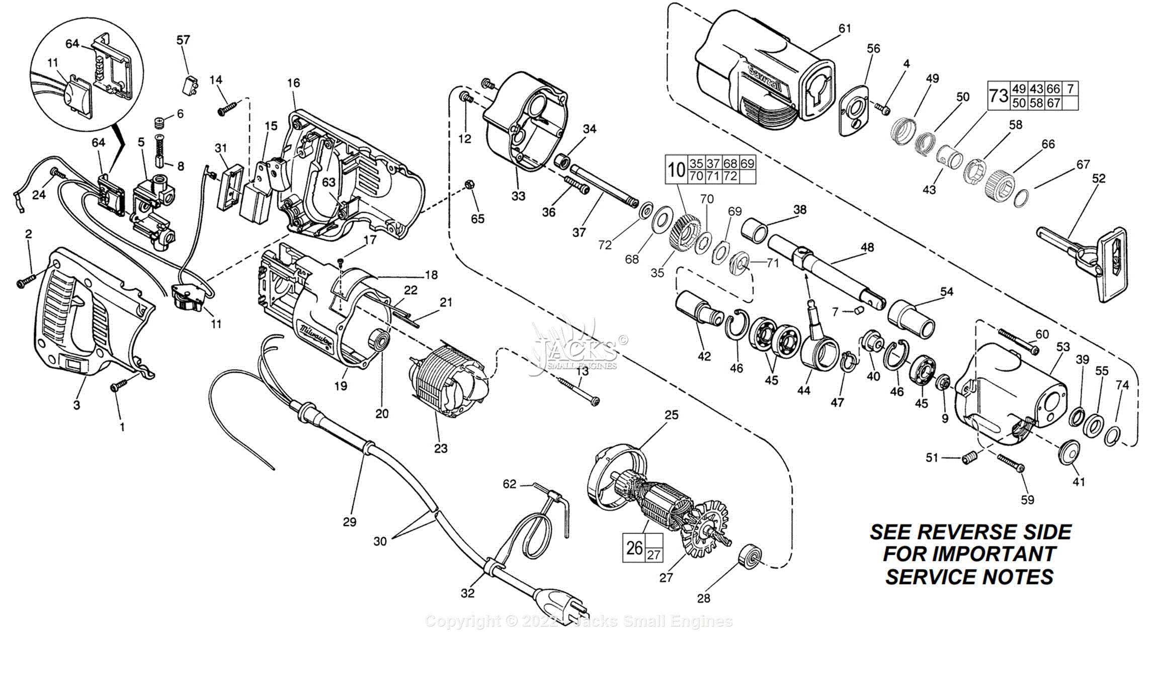 Milwaukee 6518 (Serial 859G) Milwaukee Sawzall Parts Parts Diagram for ...