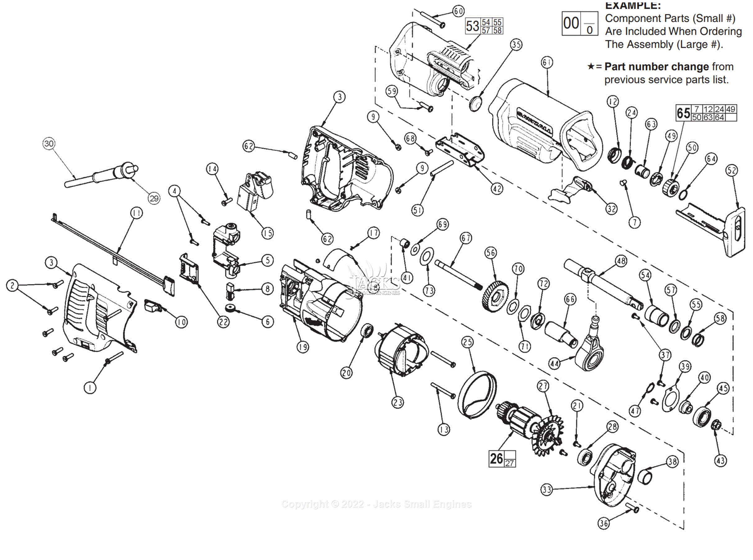 Milwaukee 651922 (Serial A18C) Milwaukee Sawzall Parts Parts Diagram