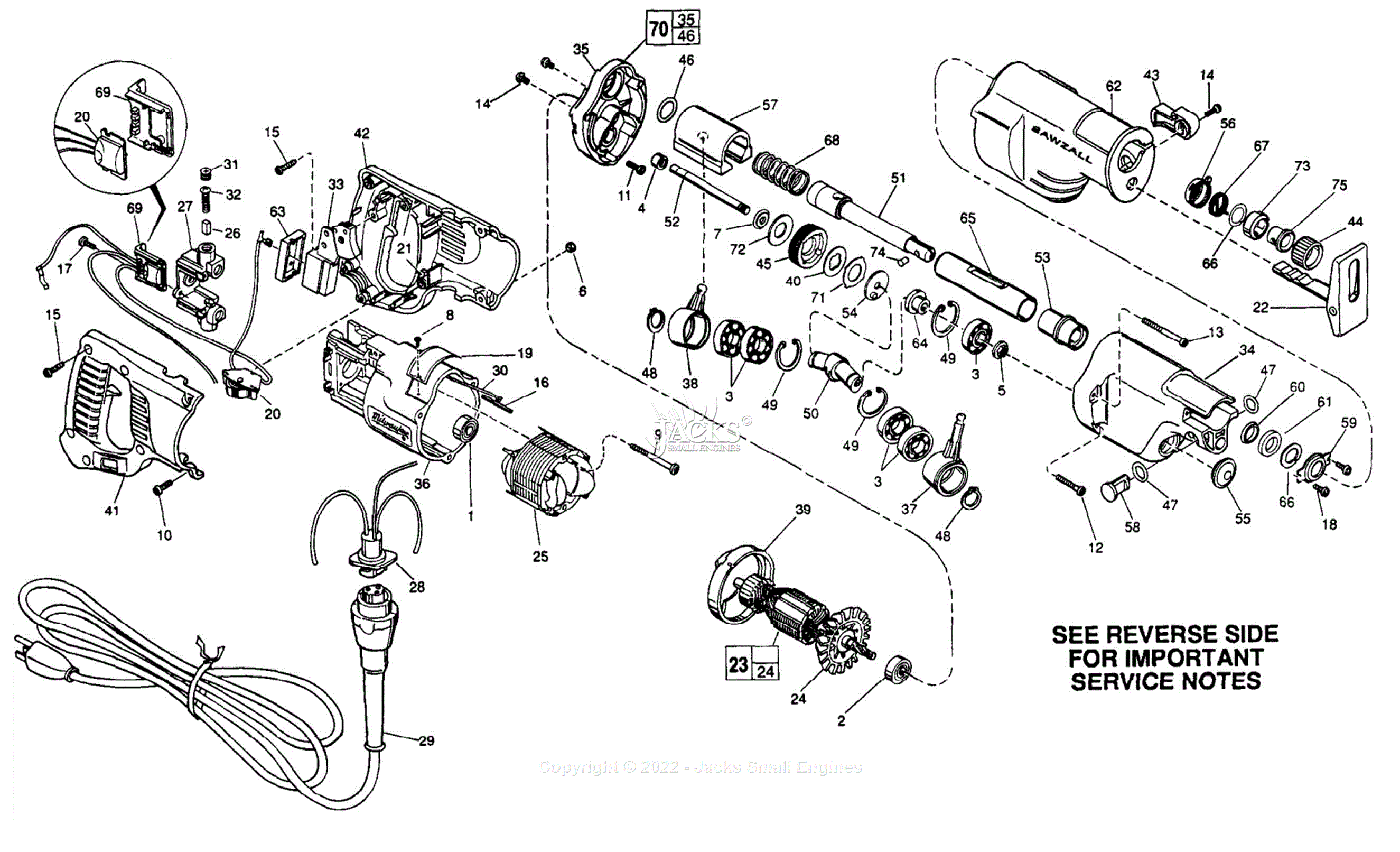 Milwaukee 6537 22 Serial 916E Milwaukee Super Sawzall w Quik Lok