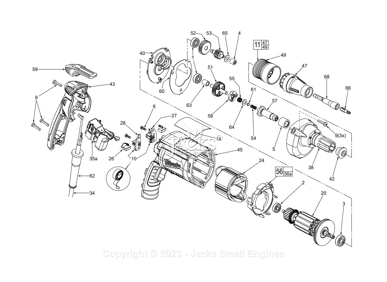 Milwaukee 6740-20 (ser 143c) Drywall Screwdriver Parts Diagram For 