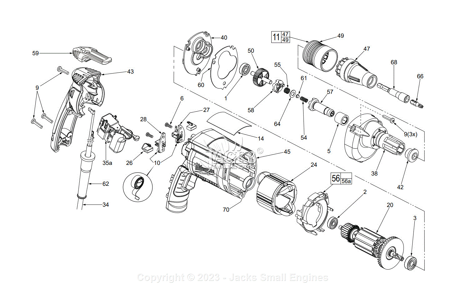 Milwaukee 6742-59B (SER E35D) Drywall Screwdriver Parts Diagram for ...