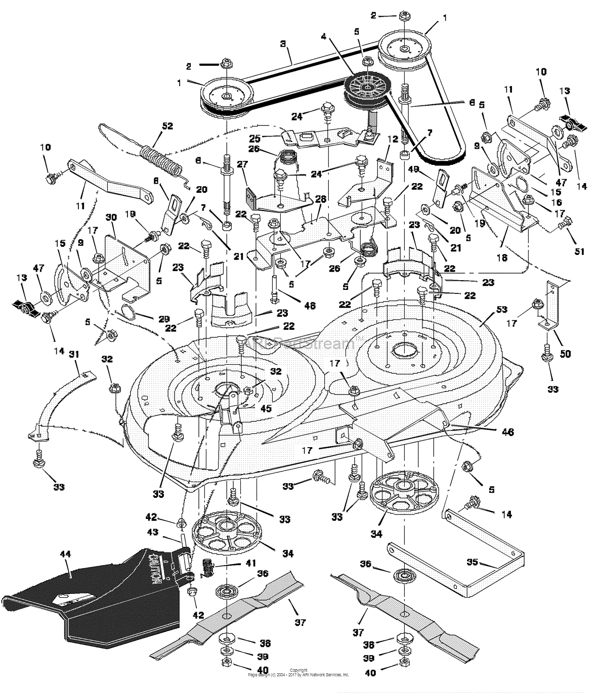Murray 38500x92A - Lawn Tractor (1997) Parts Diagram for Mower Housing