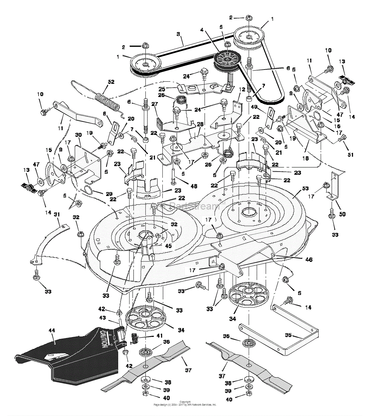 Murray 38502x51A - Lawn Tractor (1997) Parts Diagram for Mower Housing