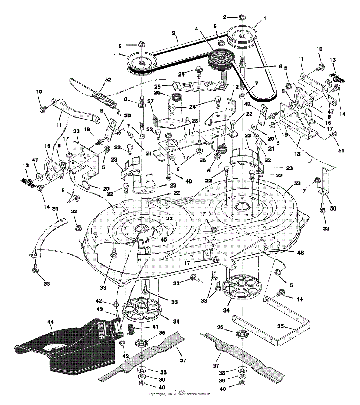 Murray 38510x50A - Lawn Tractor (1997) Parts Diagram for Mower Housing