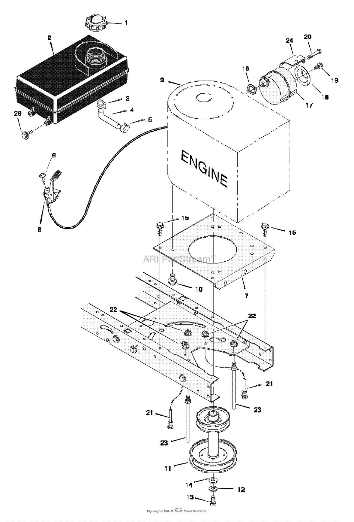 Murray 40538A - Lawn Tractor (1997) Parts Diagram for Engine Mount