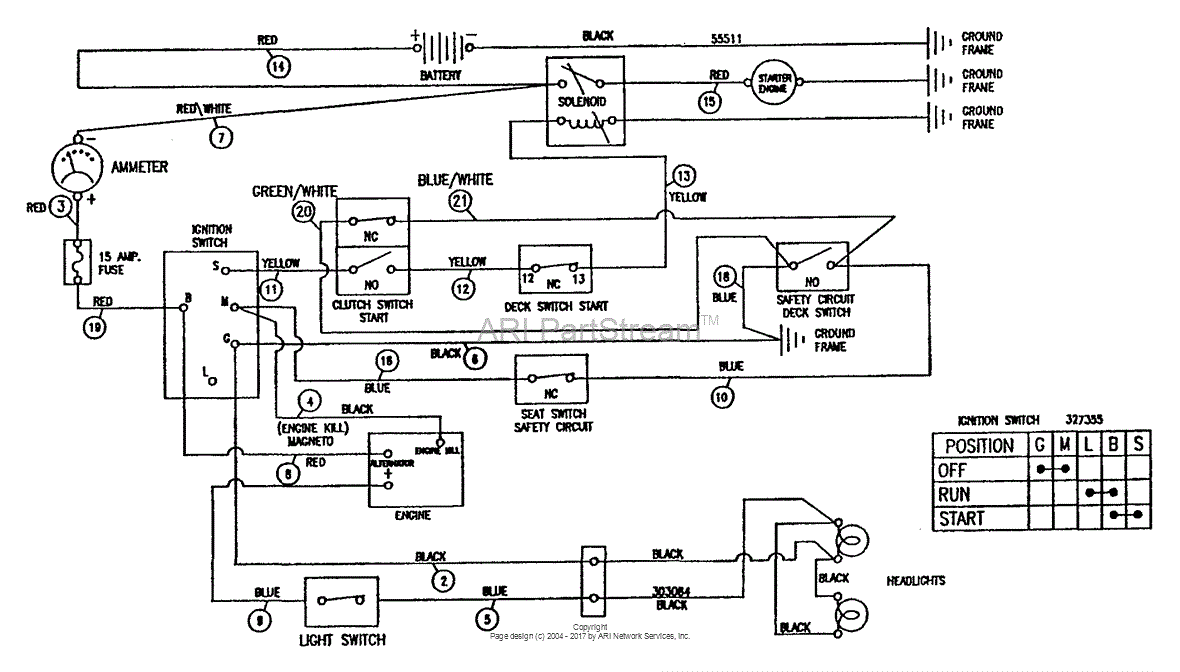 Murray G3554160 - Lawn Tractor (1997) Parts Diagram for Schematic Drawing