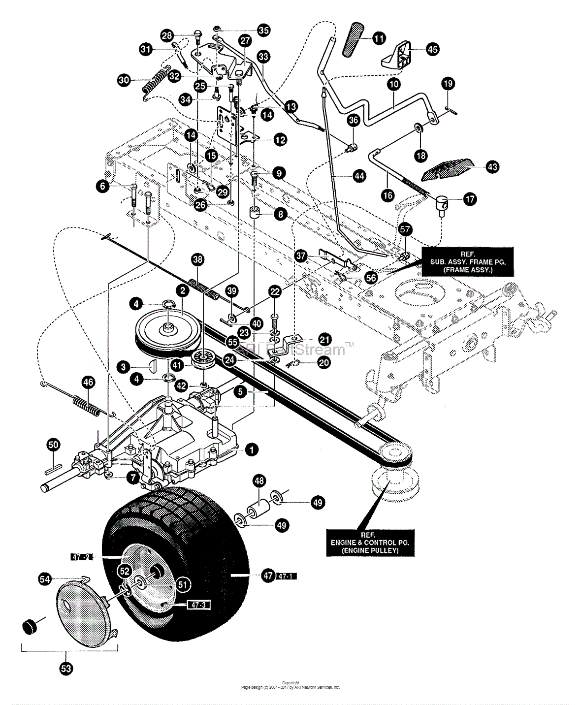 Drive belt diagram for murray riding mower