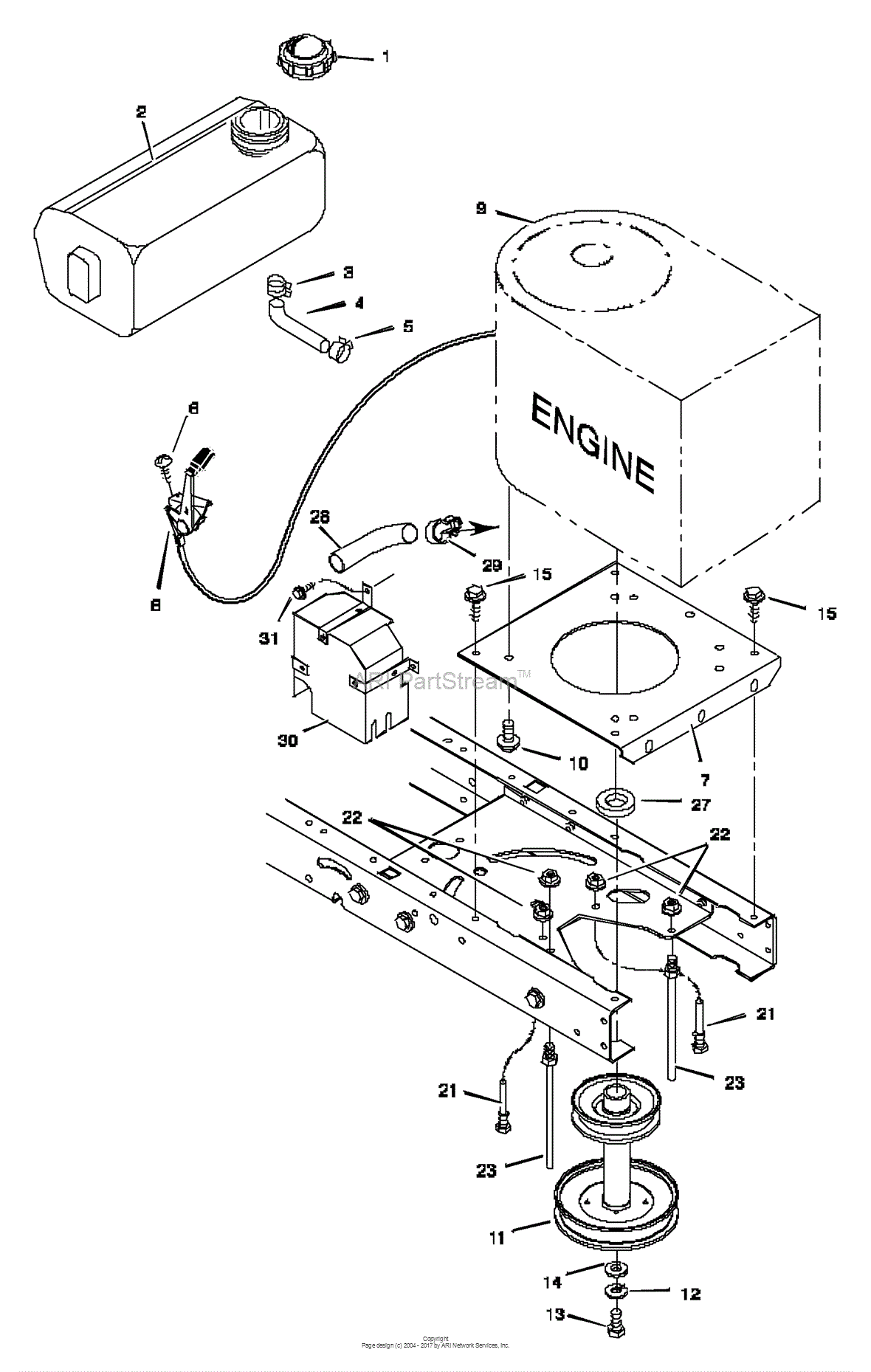 Murray 42568x59A - Lawn Tractor (1997) Parts Diagram for Engine Mount