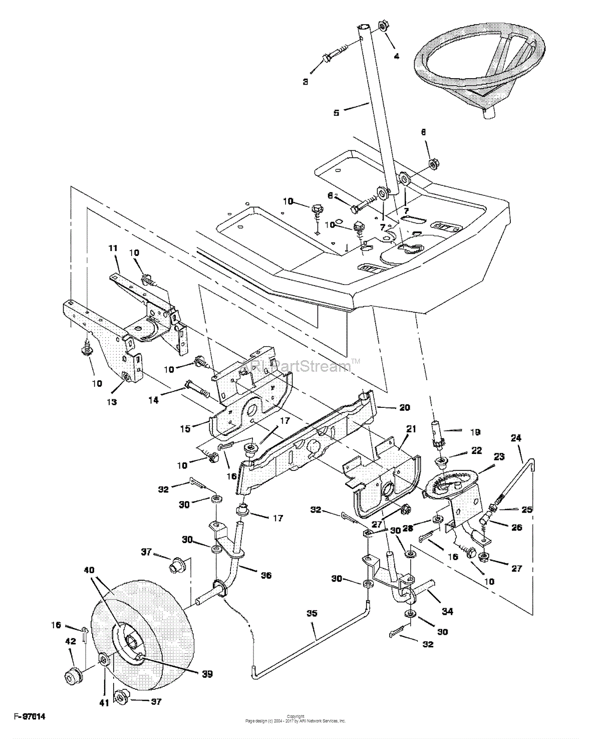 Murray 30560E - Rear Engine Rider (RER) (1997) Parts Diagram for Steering