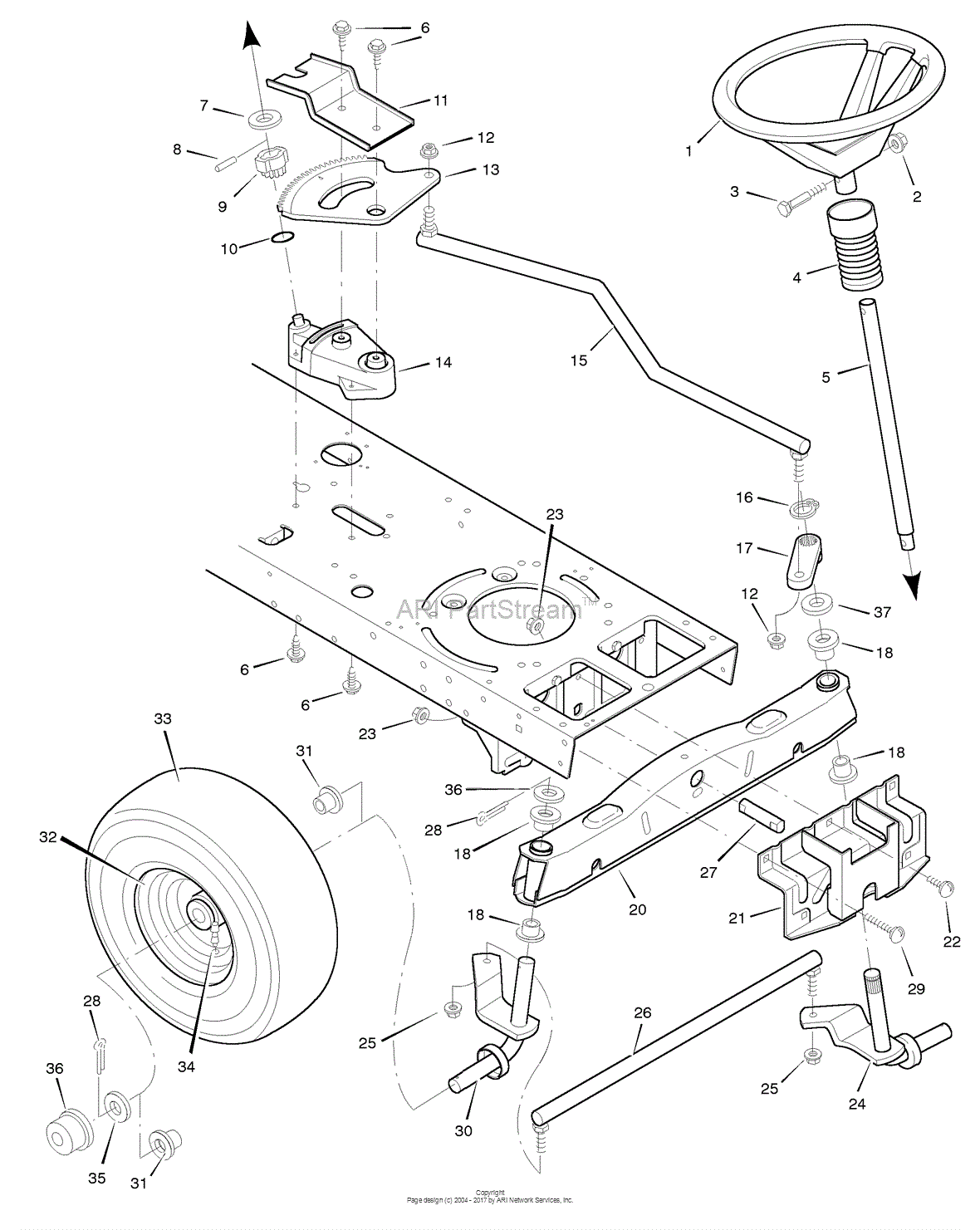 Murray 46380x50B - Garden Tractor (1998) Parts Diagram for Steering