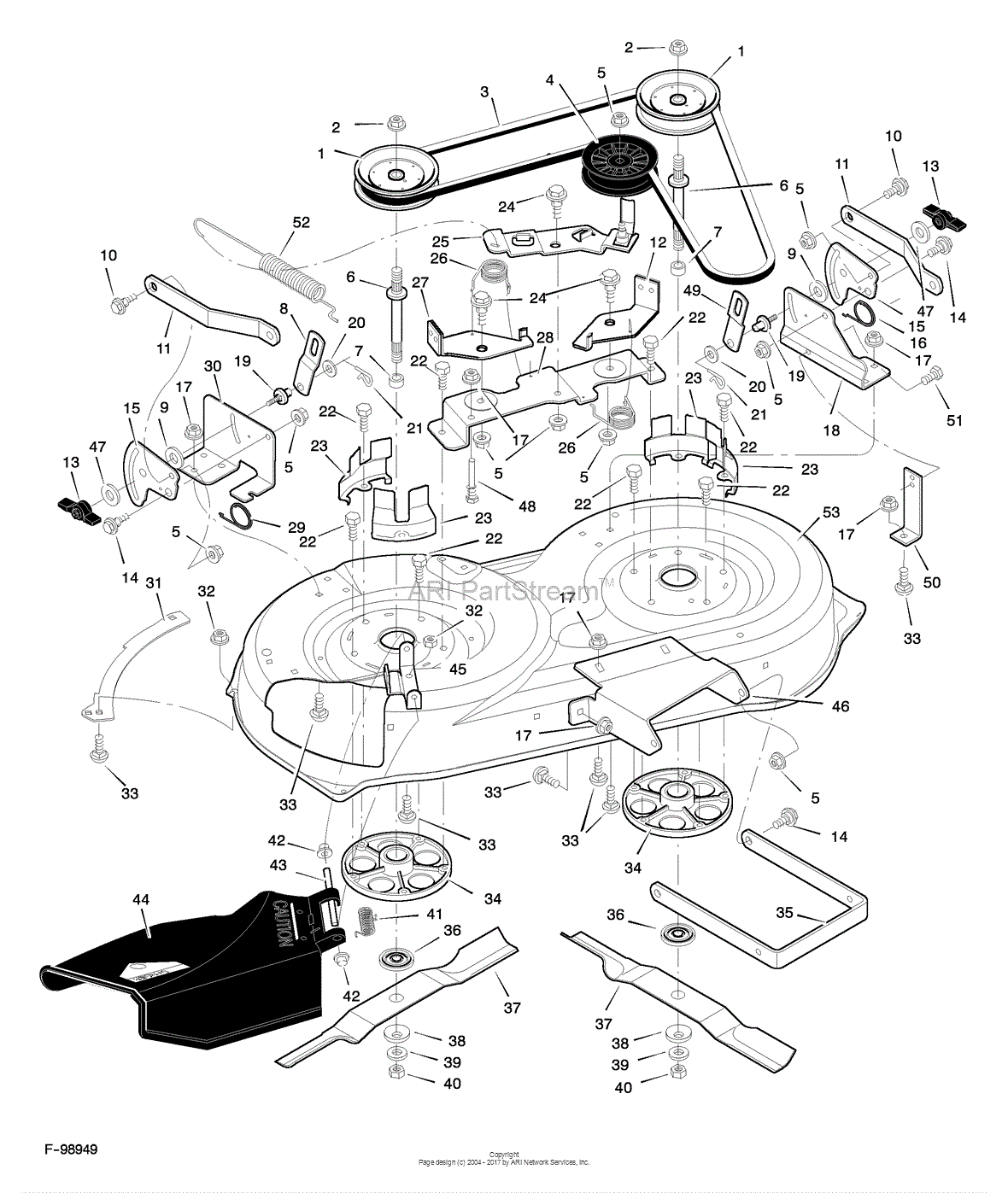 Murray 38515x92B - Lawn Tractor (1998) Parts Diagram for Mower Housing